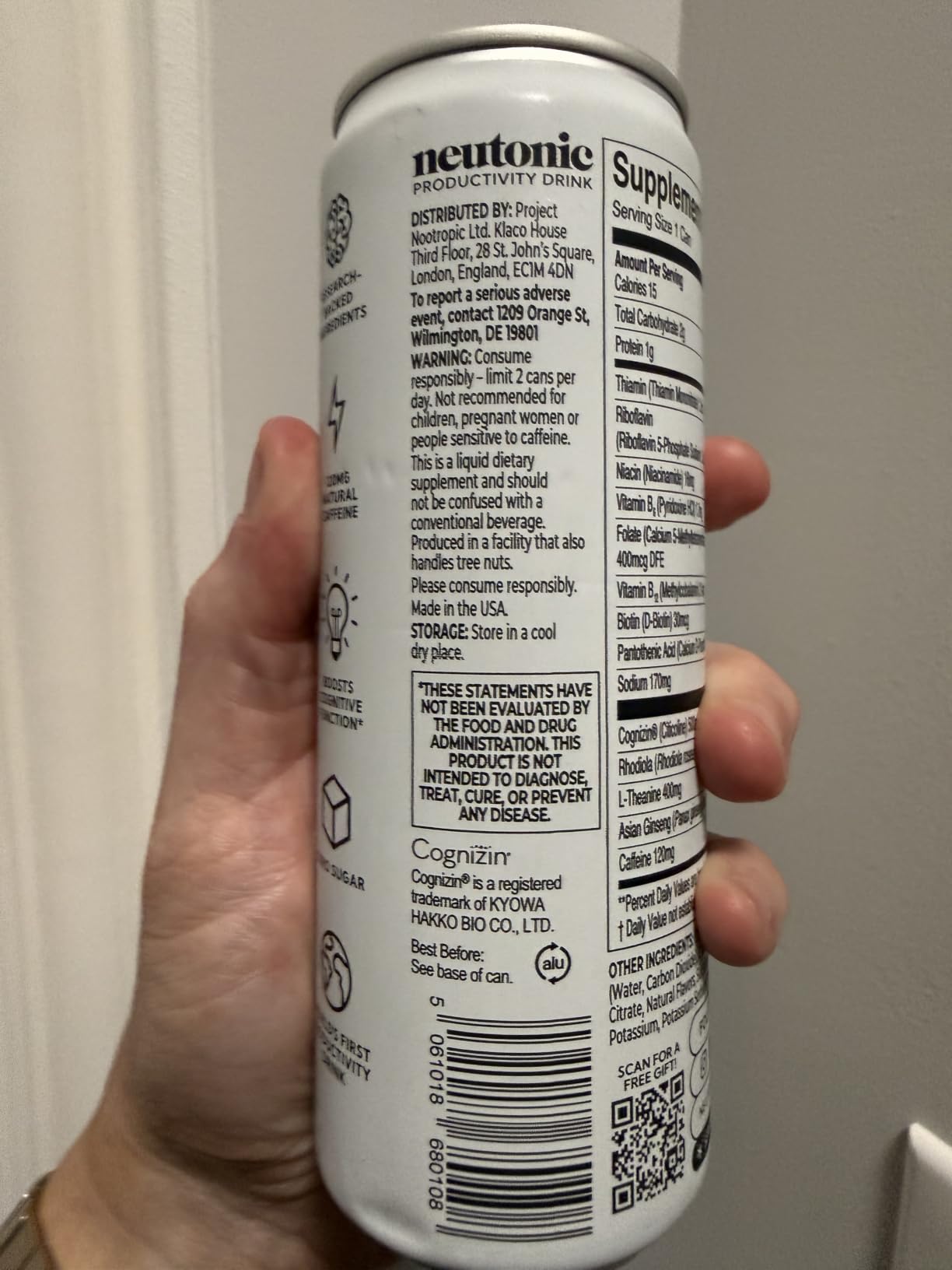 Neutonic Nootropic Productivity Energy Drink | Tropical Ice 12 Cans | 120mg Natural Caffeine, Zero Sugar | Support Memory, Mental Clarity, Cognitive Function | Boost Focus, Energy, Brain Health customer photo 2