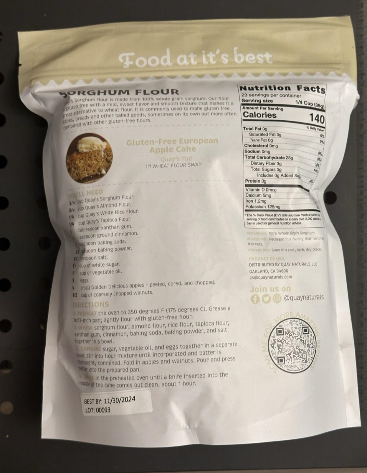 Quay Naturals Organic Sorghum Flour 2lb - Organic Jowar Flour - Made With Gluten Free Sorghum Whole Grain - Non GMO - Gluten Free Baking Flour customer photo 2