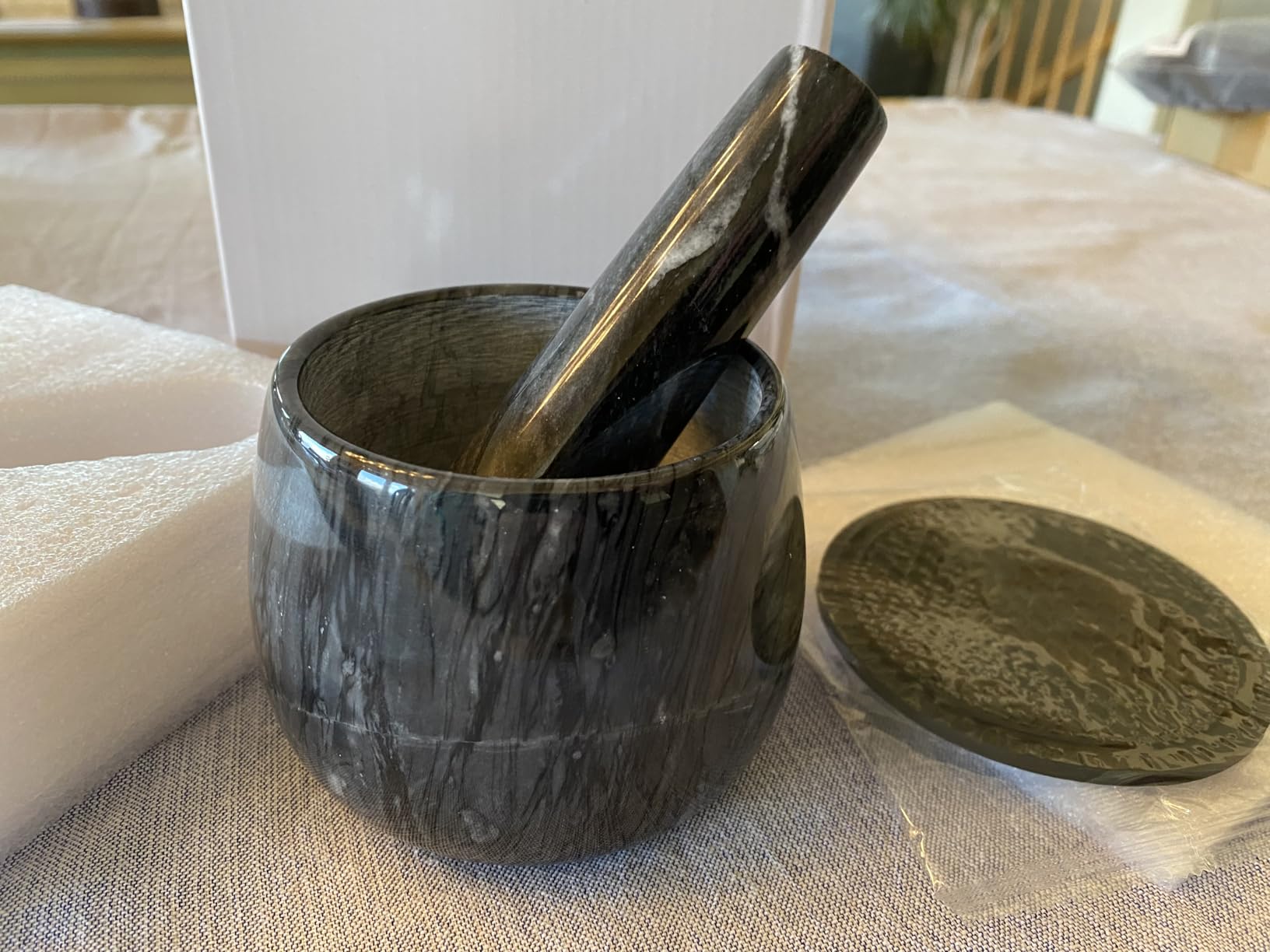 Heavy Duty Mortar and Pestle, Natural Marble Mortar and Pestle Set, Spice Herb Grinder Make Fresh Guacamole, Salsa, Pesto, Stone Grinder Bowl, 1.5 Cup customer photo 1