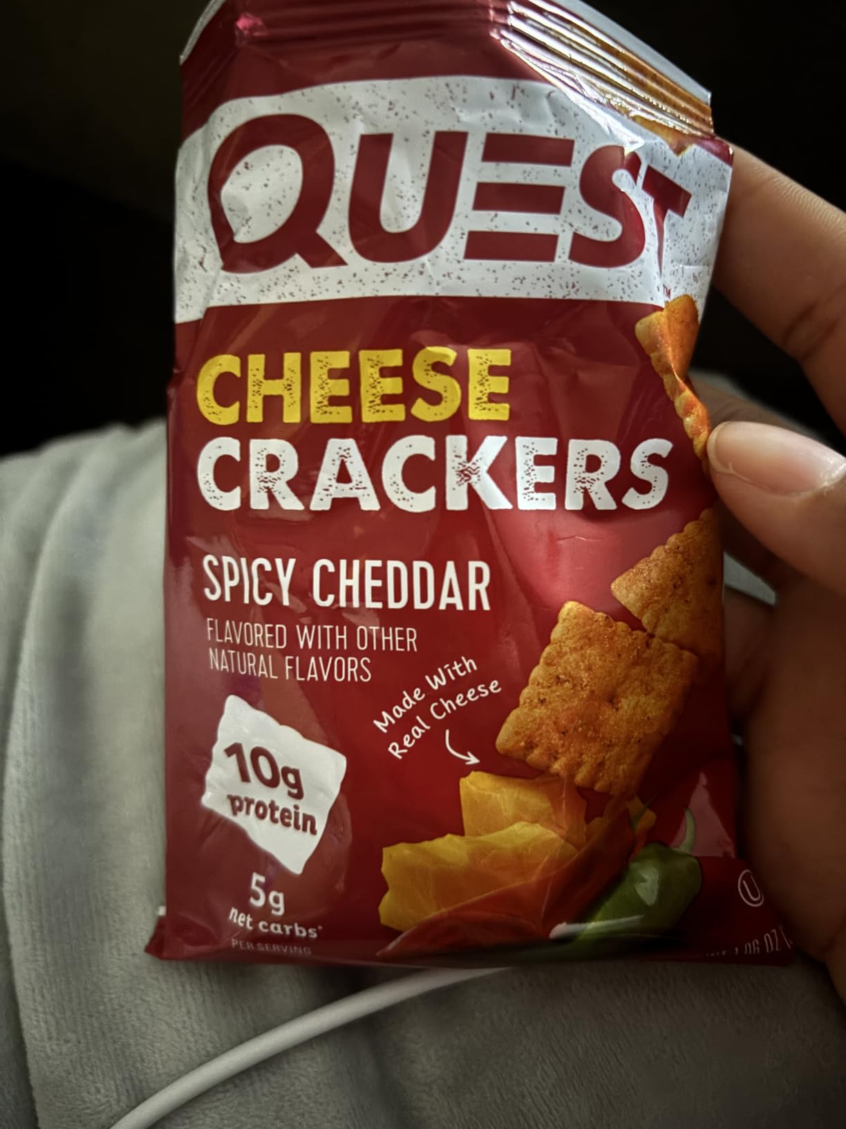 Quest Nutrition Cheese Crackers, Spicy Cheddar, 10g of Protein, Low Carb, Made with Real Cheese, Protein Snack, 4 Count customer photo 2