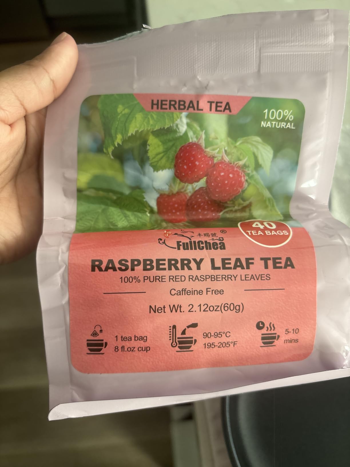 FullChea - Raspberry Leaf Tea Bag, 40 Teabags - Natural Pregnancy Tea - Pure Red Raspberry Leaf Herbal Tea - Non-GMO - Caffeine-free - Help Childbirth & Support Menstrual customer photo 1