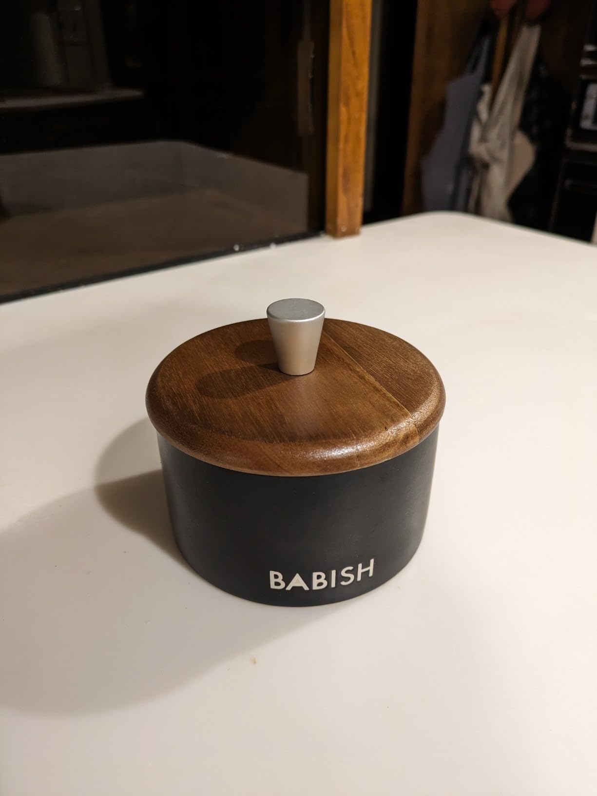 Babish Stoneware Salt Cellar w/Wood Lid - 4