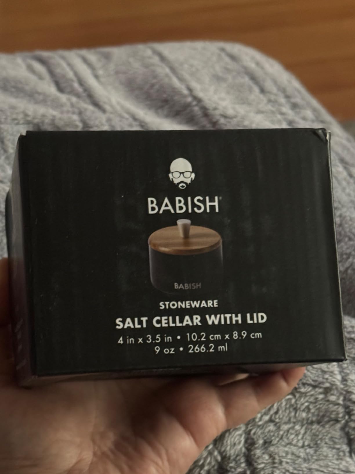 Babish Stoneware Salt Cellar w/Wood Lid - 4