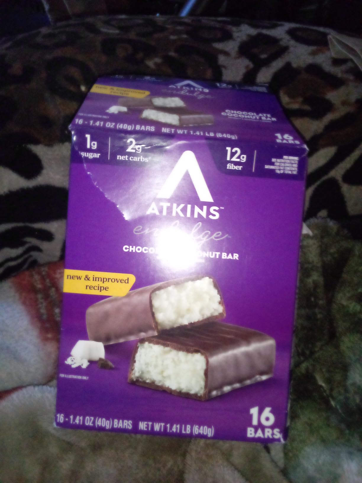 Atkins Endulge Chocolate Coconut Flavored Snack Bar, 1g Sugar, 12g Fiber, Low Sugar Snack, High Fiber Bars, Keto Friendly Treat, 16 Count customer photo 1