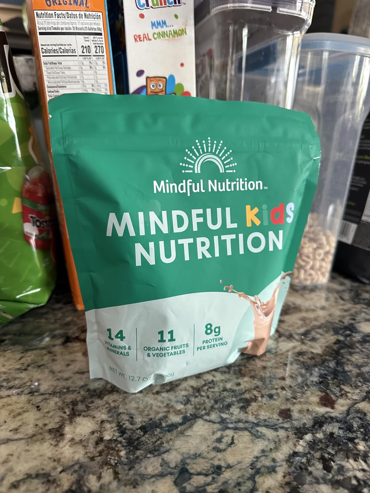 Mindful Nutrition Kids Protein Powder Shake Mix, Organic Fruit and Vegetable Green Superfoods, Vitamins, Minerals, Healthy Chocolate Milk Snack for Toddlers, Kids, Teens and Adults 12.7oz customer photo 2