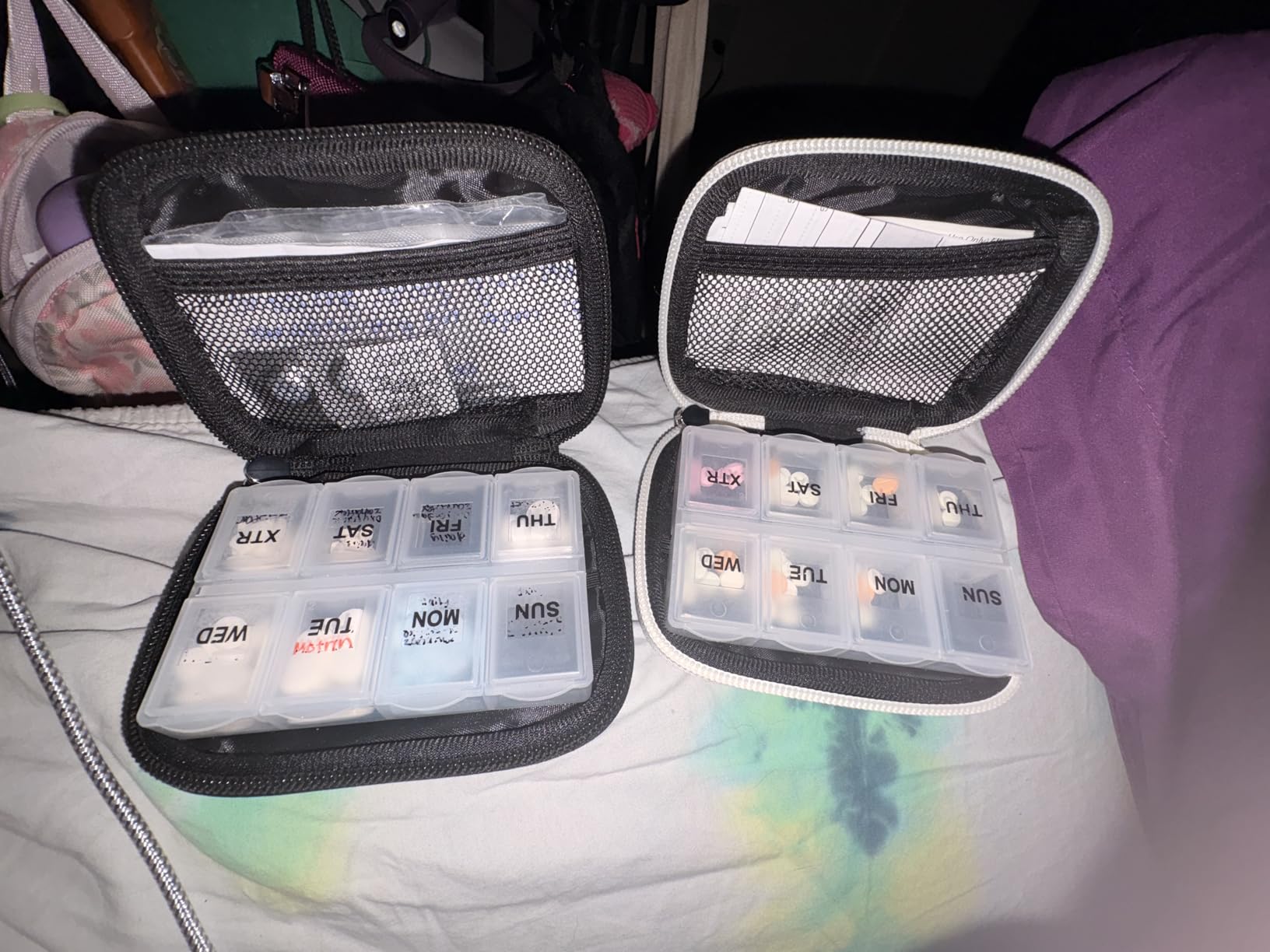 Serfeymi Weekly Travel Pill Organizer Pill Case for Purse with Removable 7 Day Pill Box, Fashionable Travel Medicine Organizer Pill Container for Medicine, Vitamin, Supplement - Bloom 01 + Green 01 customer photo 2