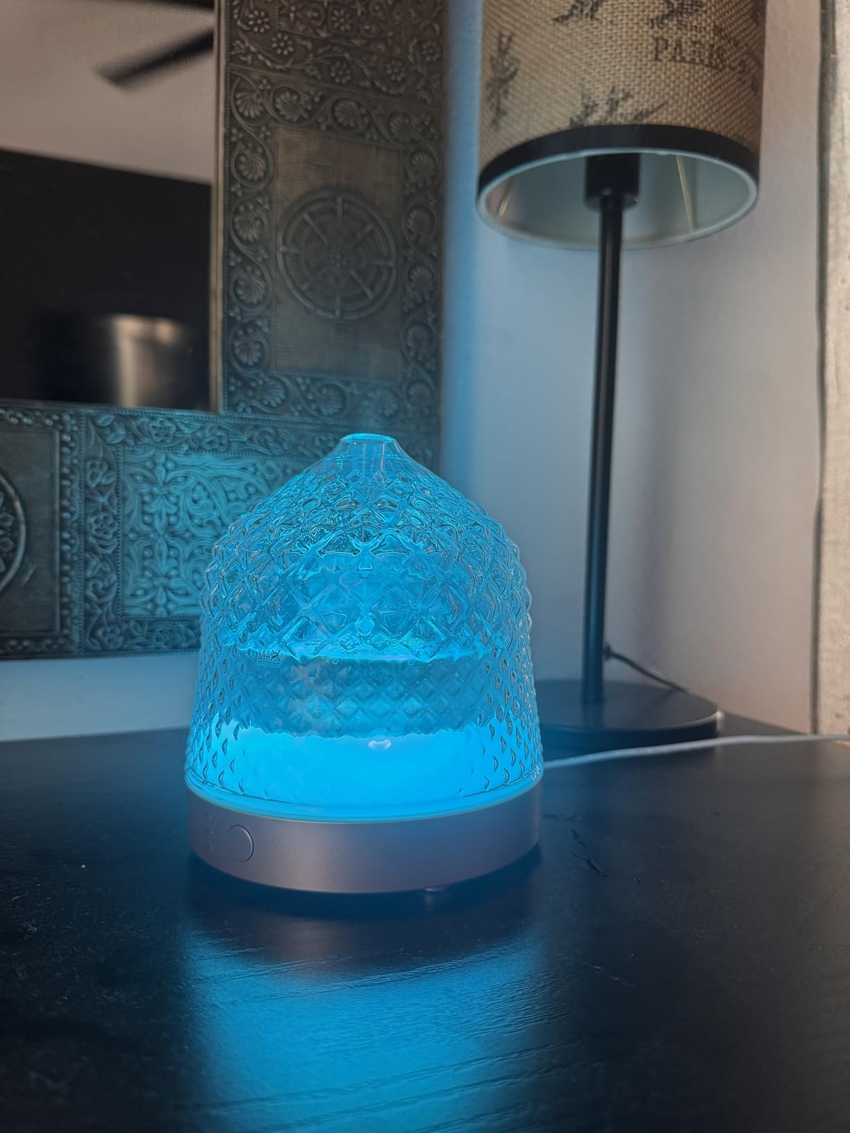 200ml Glass Reservoir Essential Oil Diffuser with Glass Dome Ultrasonic Aromatherapy Diffuser with Four Timer Colorful Light Auto-Off for Home Office Bedroom customer photo 2
