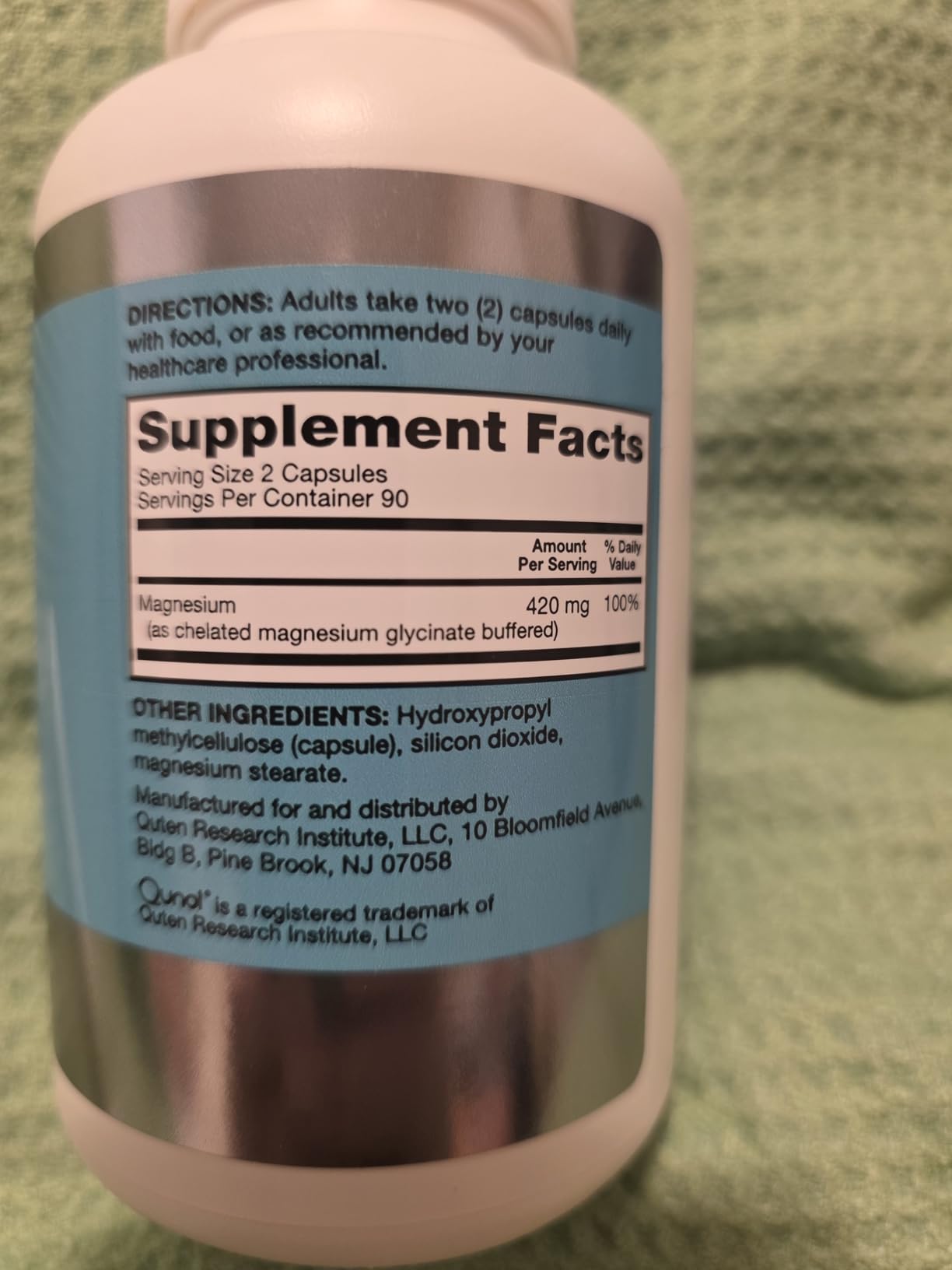 Qunol Magnesium Capsules 420mg, 100% DV, High Absorption Magnesium Supplement, Extra Strength, Bone and Muscle Health Supplement, 180 Count customer photo 1