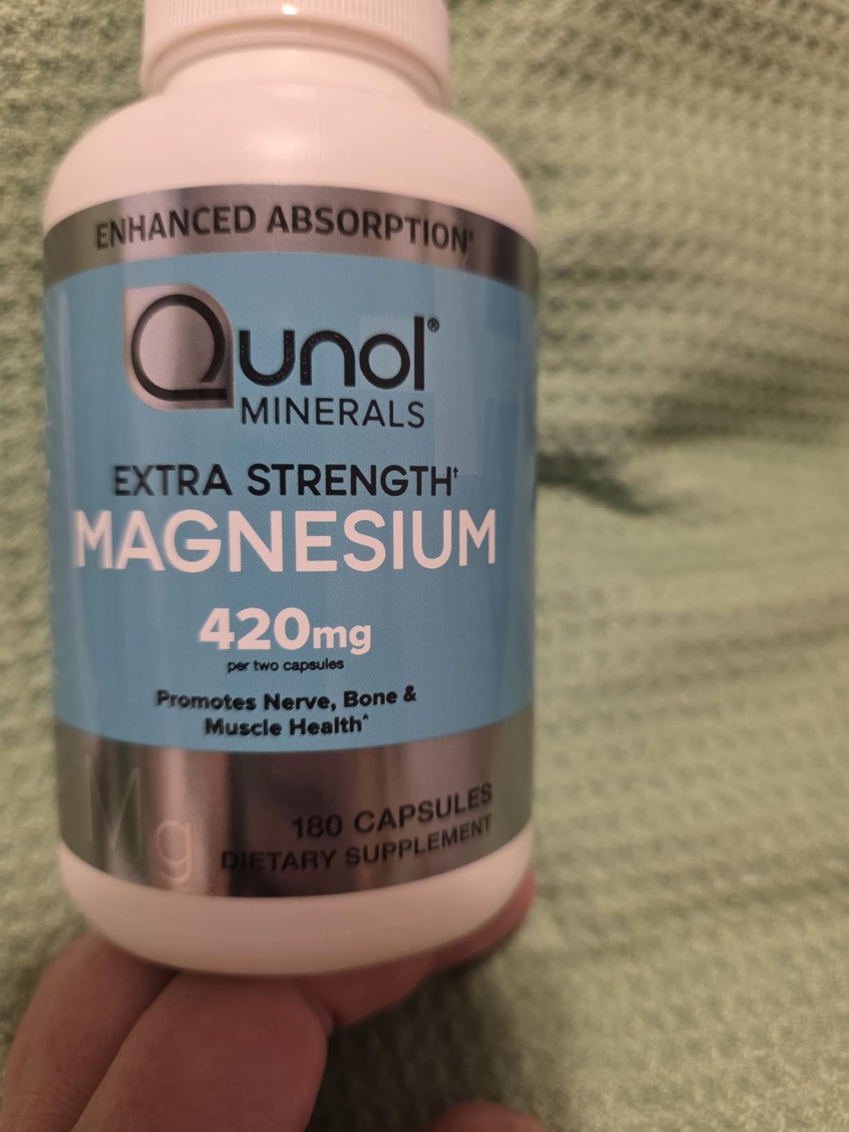Qunol Magnesium Capsules 420mg, 100% DV, High Absorption Magnesium Supplement, Extra Strength, Bone and Muscle Health Supplement, 180 Count customer photo 2