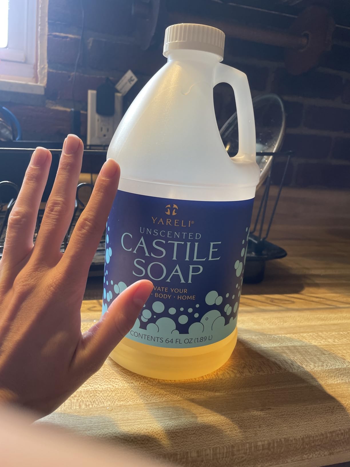 YARELI Pure Castile Soap Liquid Unscented 64oz - EWG Verified Organic Oils, Fragrance-Free Body Wash, Castile Soap for Bath Body Home Laundry - Made in USA, Vegan customer photo 1
