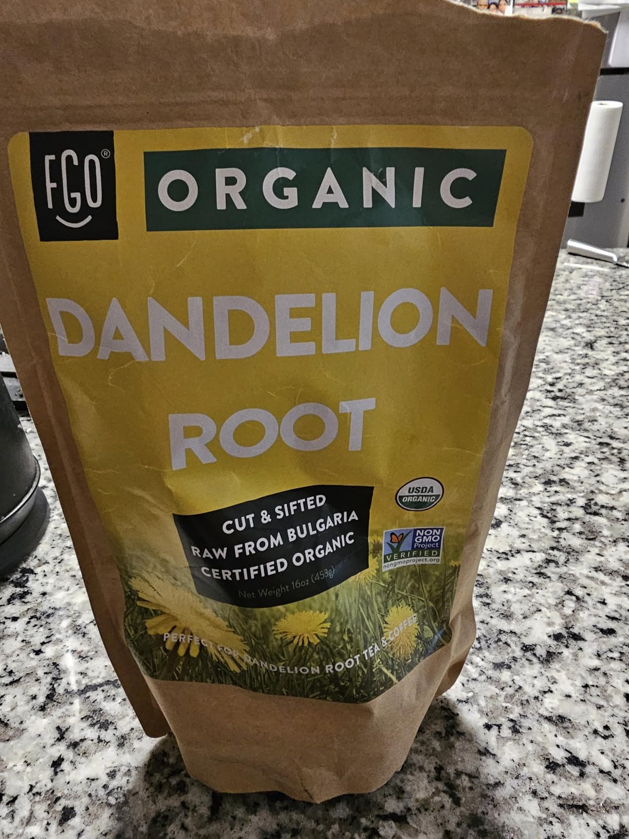 FGO Organic Dandelion Root, Cut and Sifted Loose Tea, 4 Ounce Resealable Bag, Packaging May Vary (Pack of 1) customer photo 2