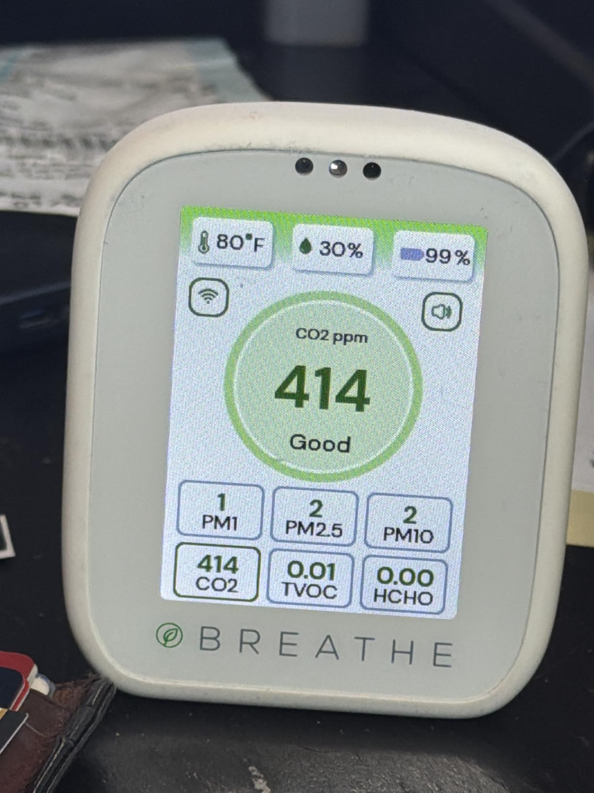 BREATHE Airmonitor Plus Indoor Air Quality Monitor - Smart CO2, PM1 PM2.5 PM10, VOC & Formaldehyde Sensor | Professional-Grade Air Monitor with App customer photo 2