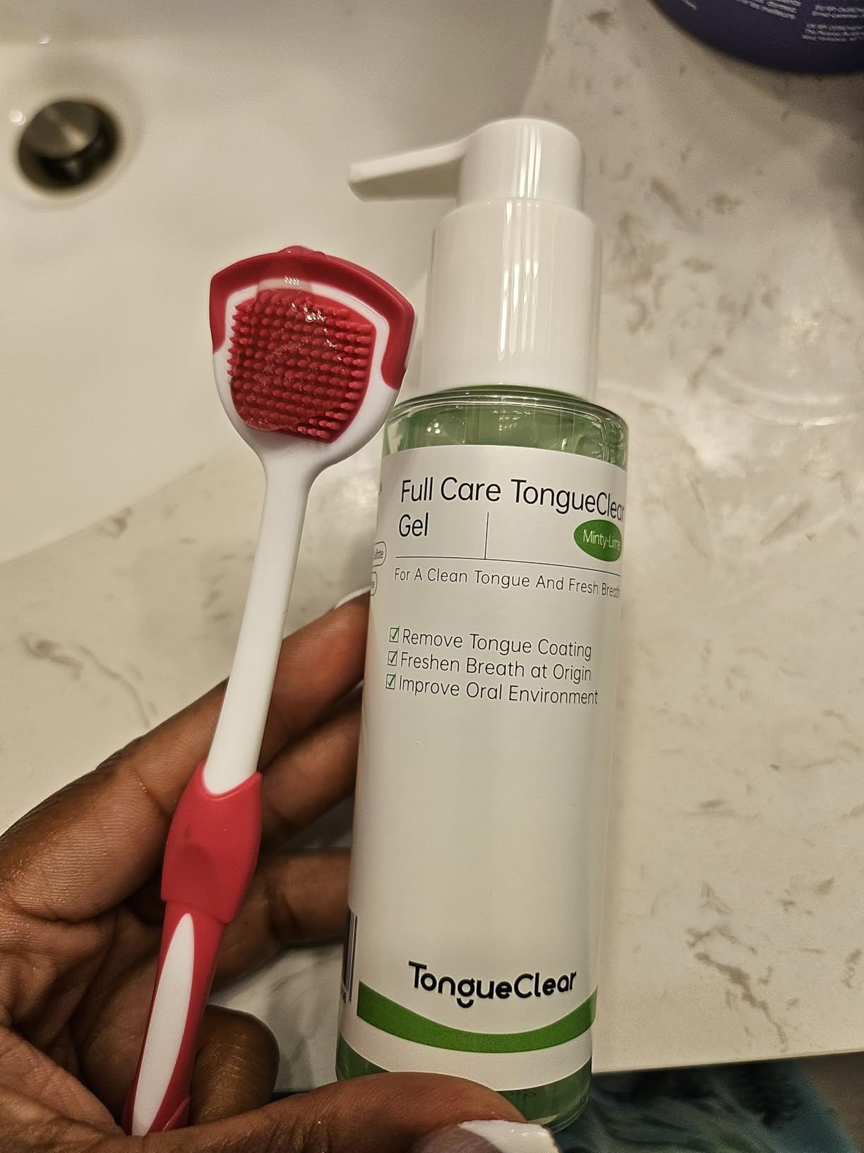 Tongueclear Tongue Cleaner Gel | Fresh Mint Tongue Cleaning Paste | Bad Breath and Halitosis | Mouth Odor Eliminator | Use with Tongue Brushes & Scrapers (2 Pack) customer photo 1