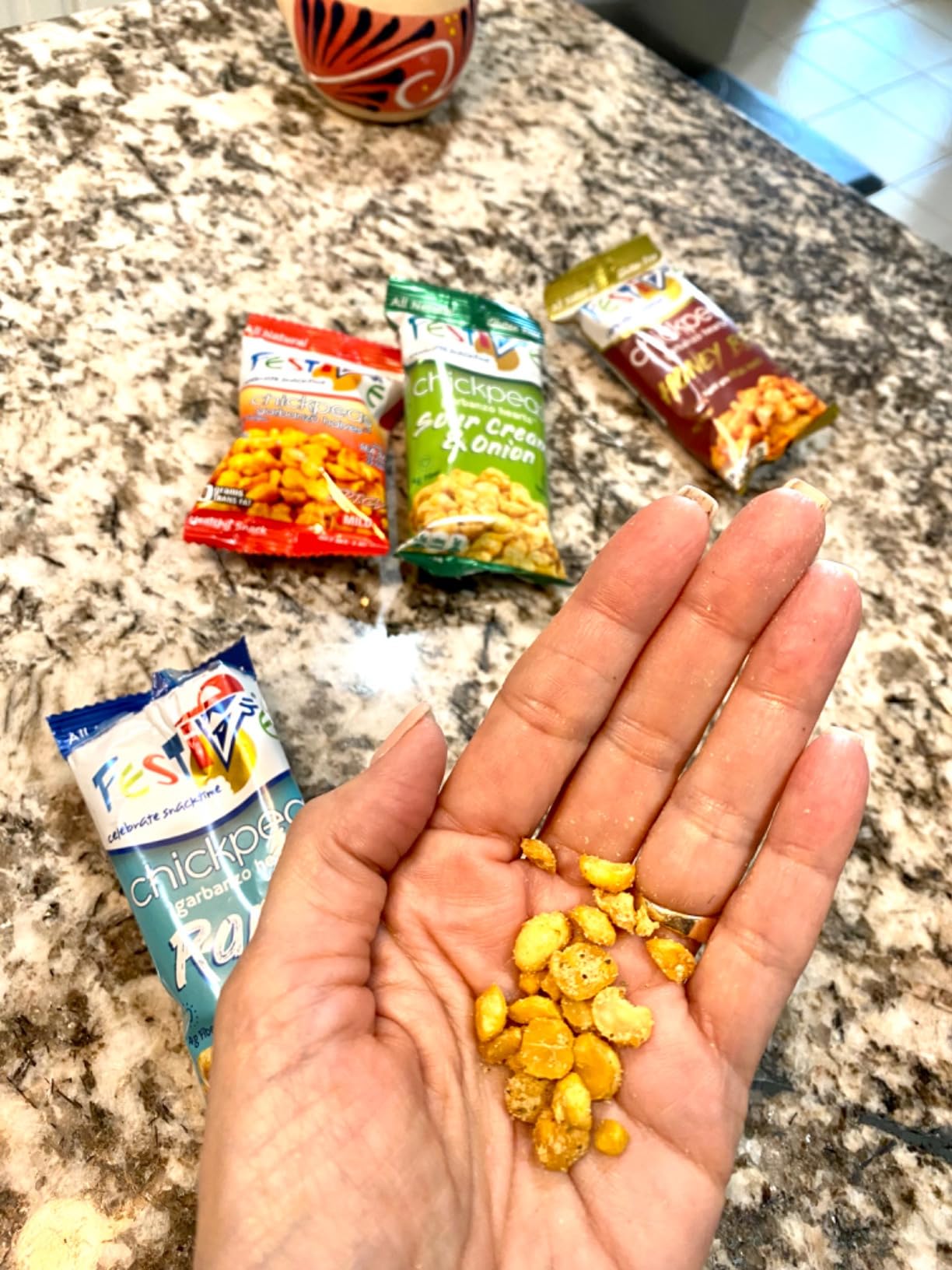 Festive Chickpea Hearts - Crunchy Garbanzo Beans - Husk-Free Roasted Chickpea Snacks - Vegan Snacks with 5g Protein Per Serving - Plant Based, Halal, Gluten Free, Dairy Free - 1oz 12pc Variety Pack customer photo 1