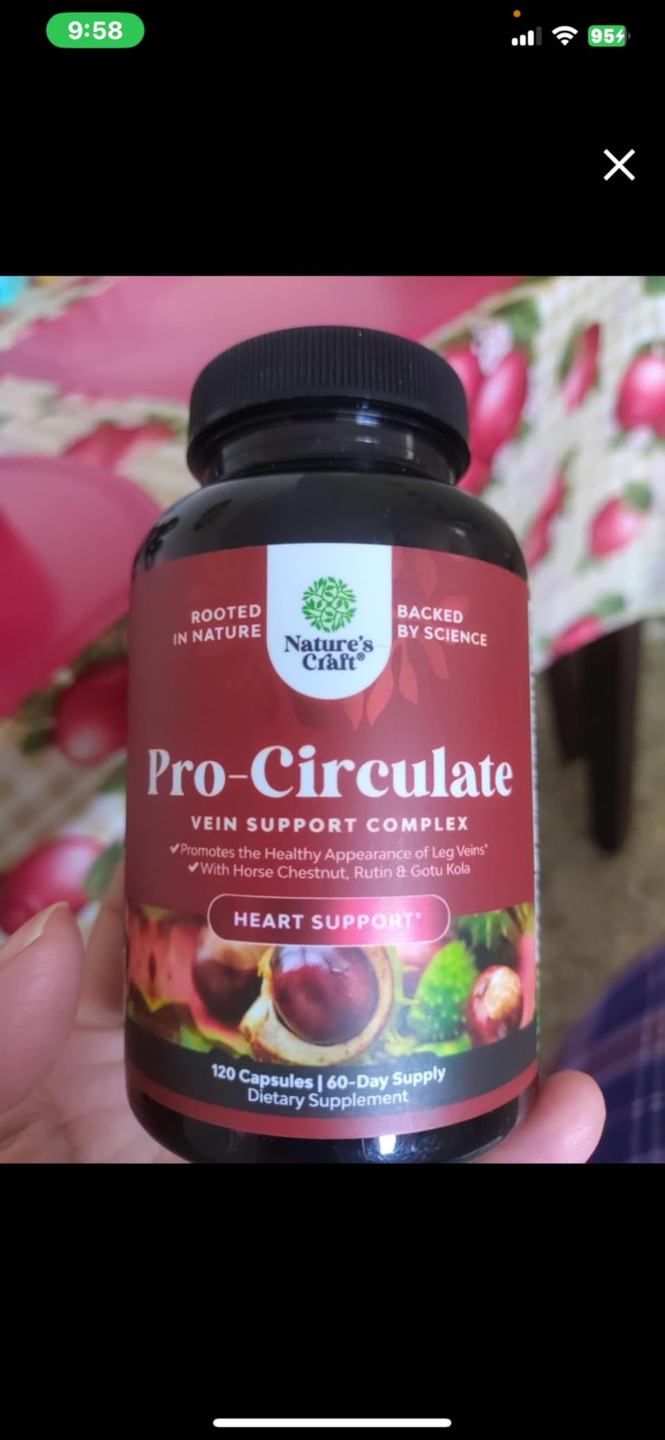 Natures Craft Vein Support Supplement for Leg and Veins - Full Body Supplement for Spider & Varicose Veins and Improved Flow with Horse Chestnut Extract - Vegan Non-GMO Capsules - 60 Count customer photo 1