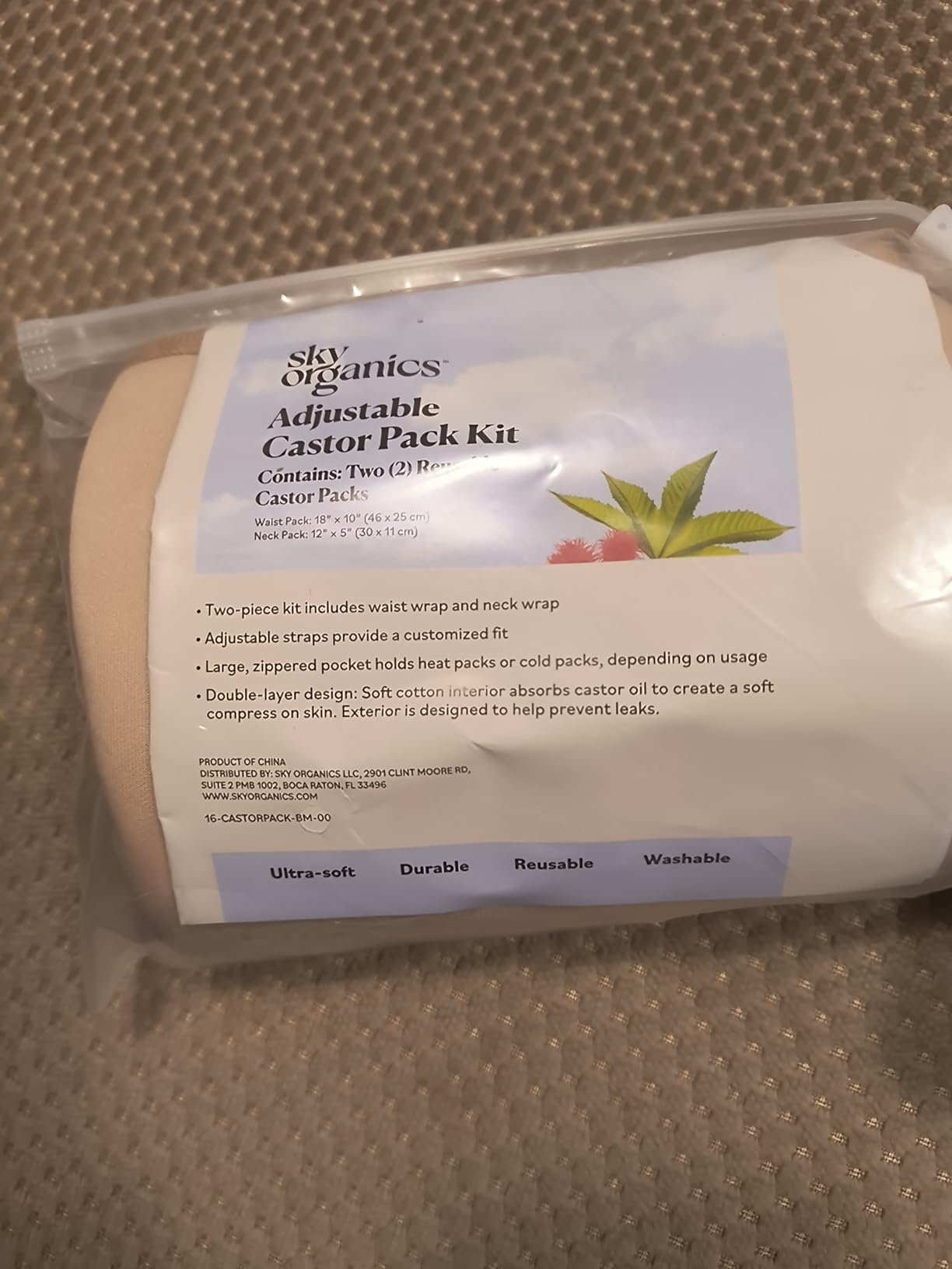 Sky Organics - Organic Castor Oil Pack Wrap Set - 16oz Castor Oil Organic, Adjustable Neck & Body Wraps, Body Wipes - for Liver Detox, Constipation Relief, Skin Care, Muscle Pain - Self Care - Beauty customer photo 1