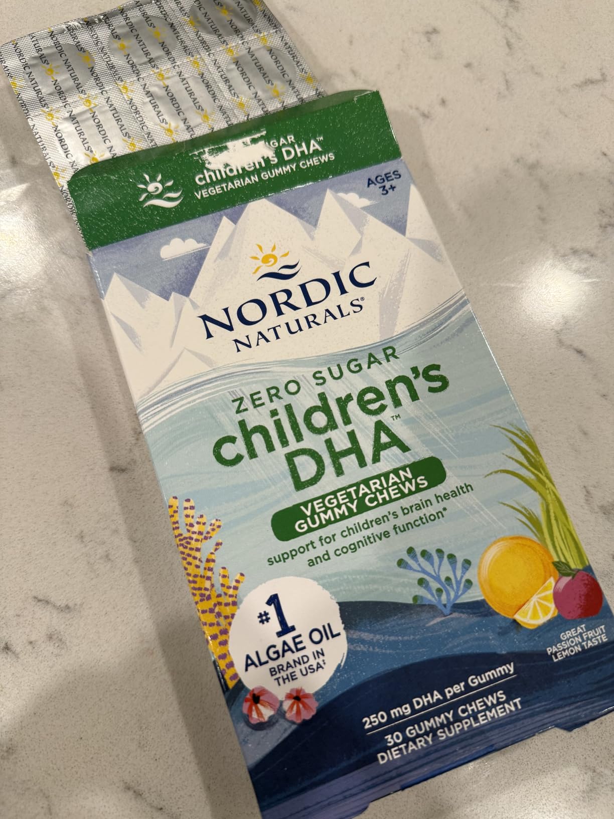 Nordic Naturals Zero Sugar Children's DHA Vegetarian Gummy Chews - Passion Fruit Lemon Flavor - 30 Gummies - Vegan Algae Oil Omega-3 Supplement for Kids Brain & Cognition Support - 30 Servings customer photo 1
