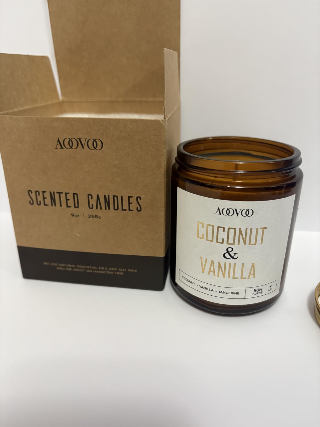 AOOVOO Coconut Vanilla Candles - 9 oz Scented Candles, Aromatherapy Candle, Soy Candle for Home Scented customer photo 1