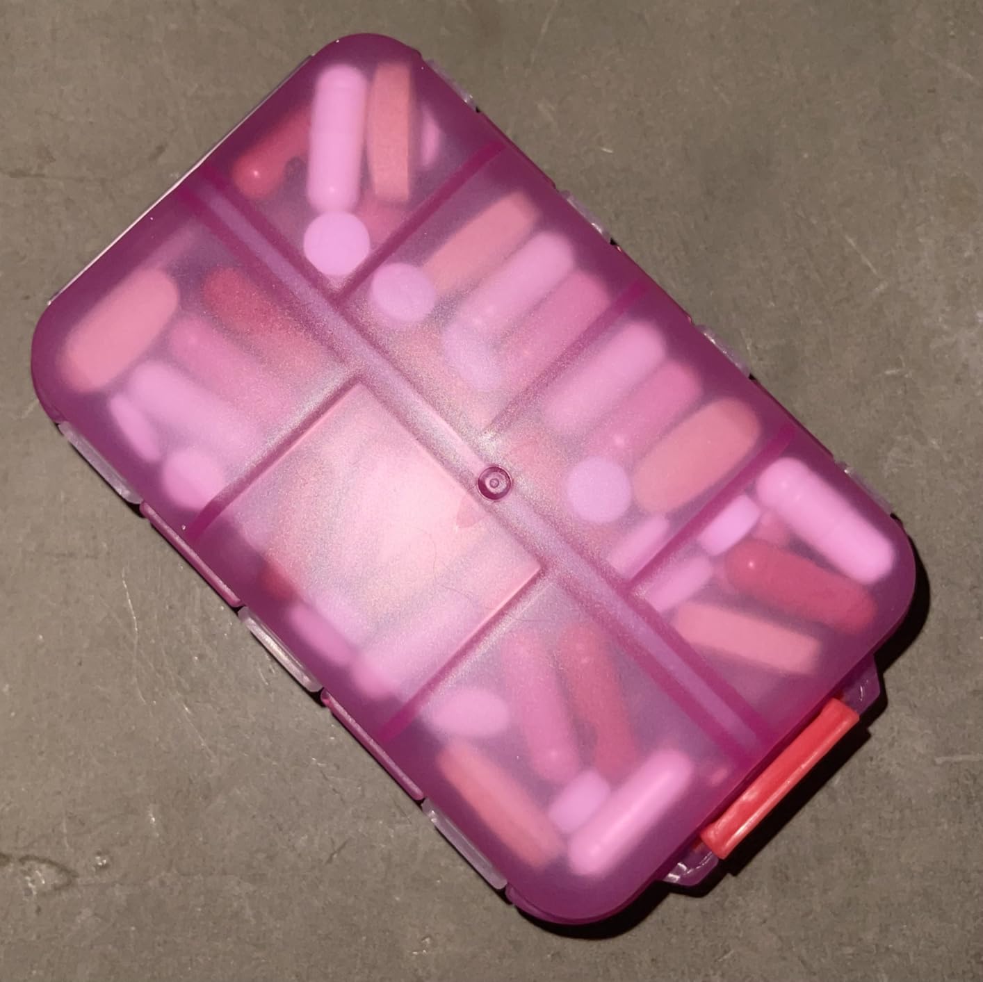 LANDNEOO 14 Grids Pill Organizer Box with Labels, Travel Medication Holder Dispenser Case Kit, Pocket Daily Pharmacy Container for Fish Oil Vitamin Supplement Storage, Khaki Pink Grey, 3 Pack customer photo 2