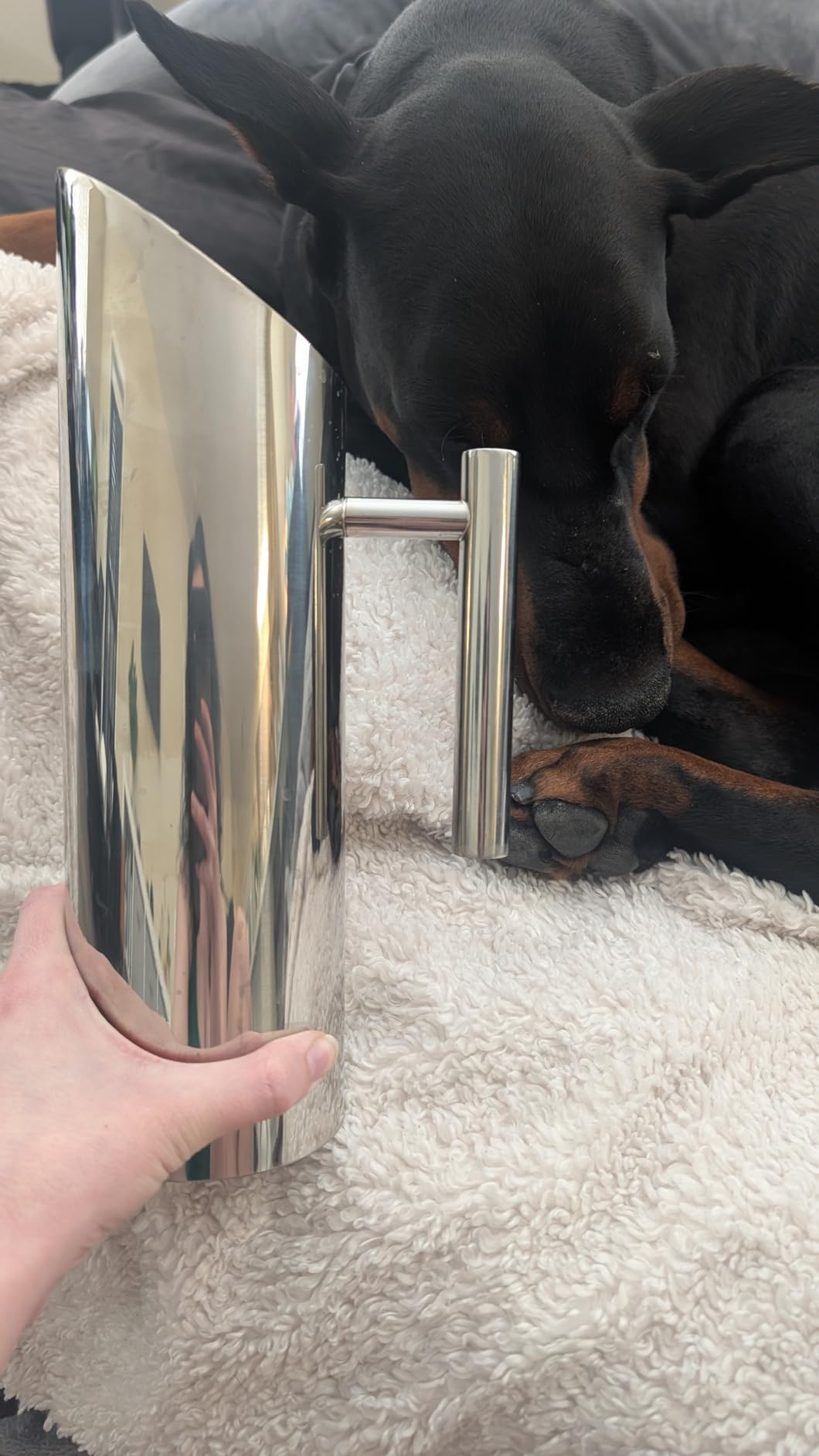 Hiceeden Stainless Steel Water Pitcher, 51oz/1.5L Modern Metal Pitcher with Ice Guard, Silver Carafe Drink Pitcher with Handle, Beverage Container for Iced/Hot Tea, Juice, Coffee, Milk customer photo 1