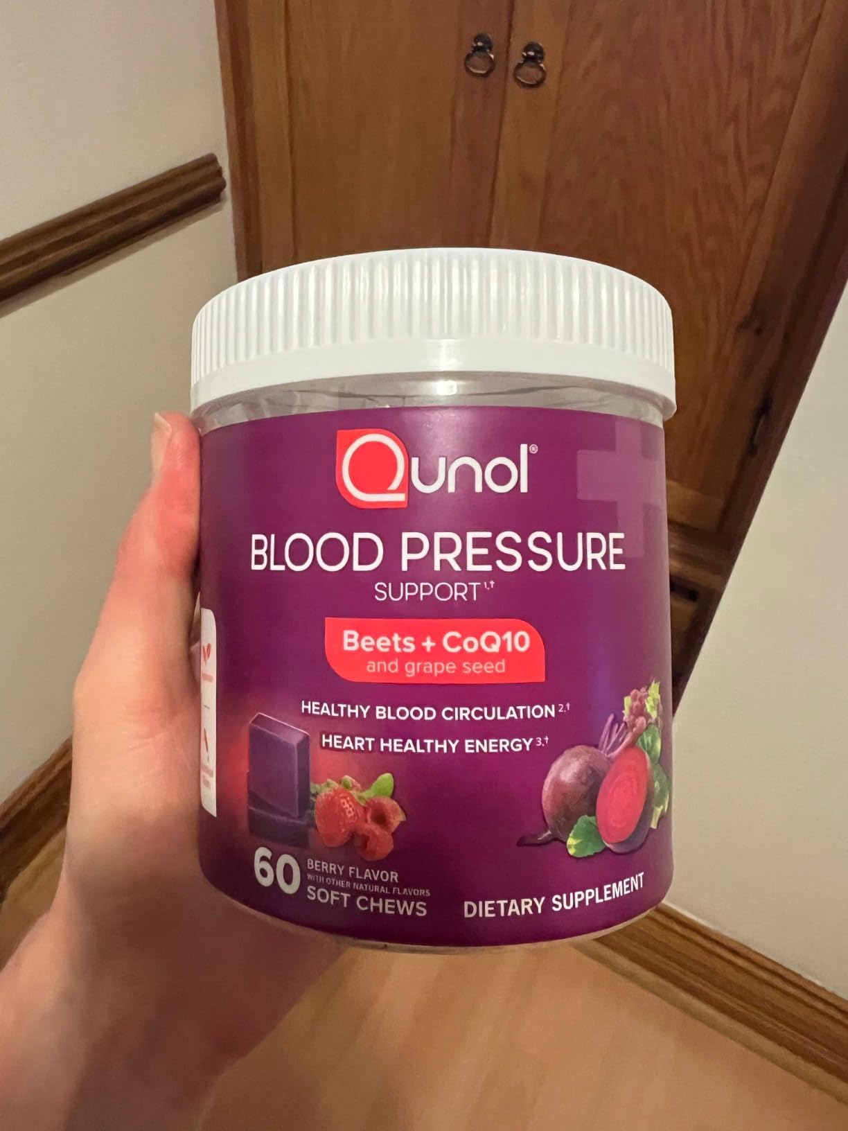 Qunol Beets Chews for Blood Pressure Support, 3 in 1 Beets + CoQ10 + Grape Seed Extract, Supports Healthy Blood Circulation & Heart Healthy Energy, 60 Chews customer photo 2