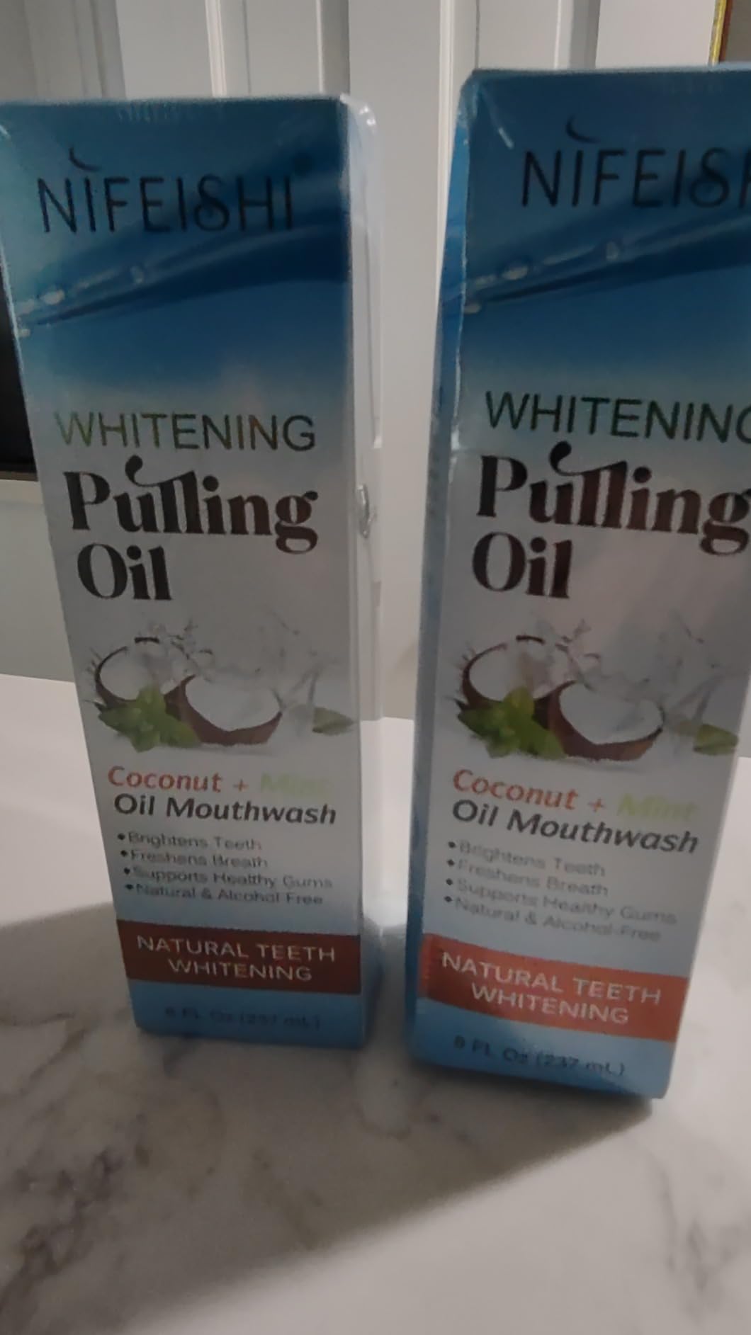 Natural Coconut Oil Pulling Mouthwash with Peppermint - Alcohol Free Natural Oral Rinse for Fresh Breath & Healthy Gums, Professional Grade Deep Cleaning Kit with Tongue Scraper for Adults & Kids customer photo 2
