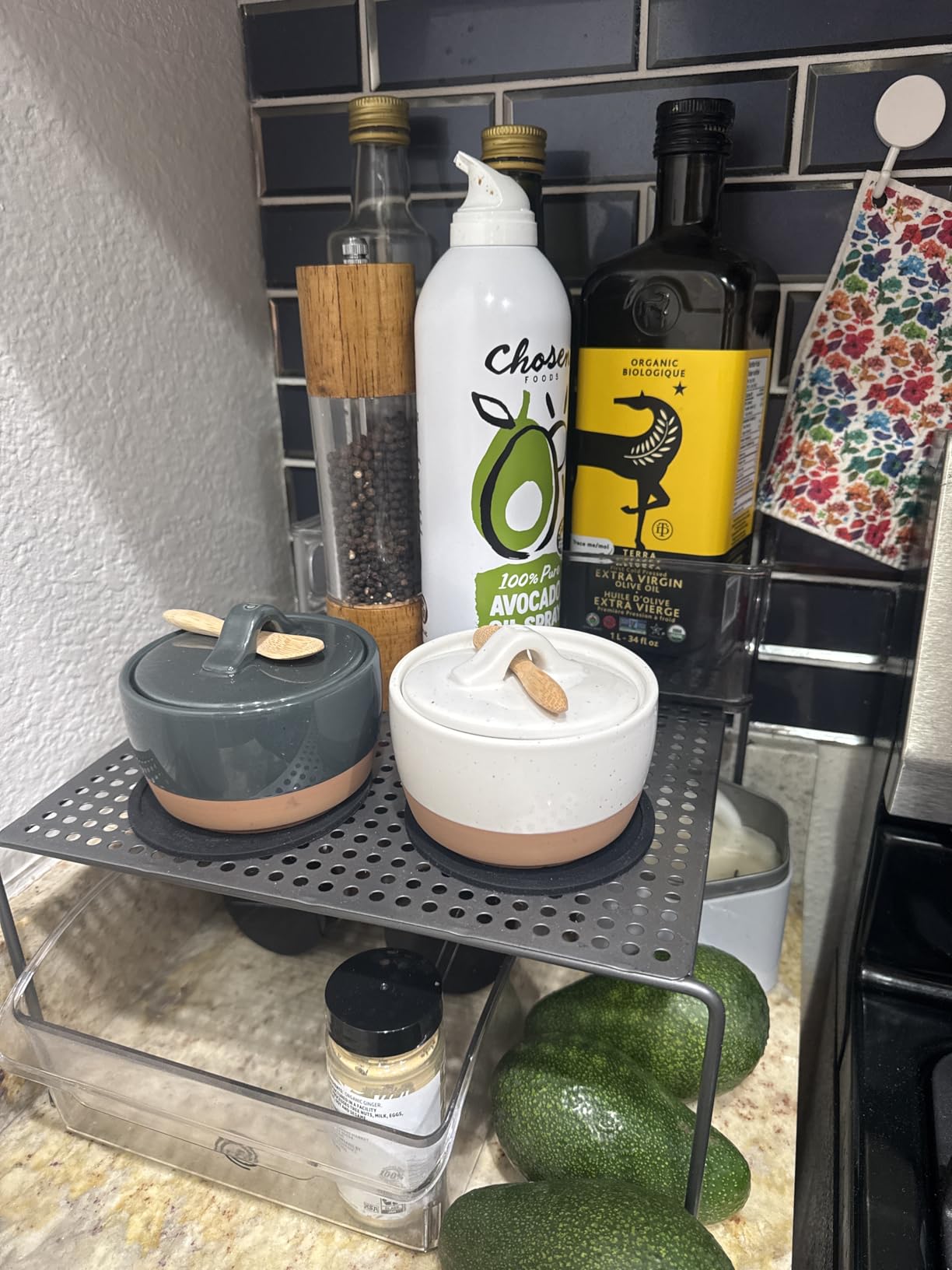 Mora Ceramic Salt and Pepper Cellar Set with Lid - 10 oz Modern Canister/Container/Bowl for Storage, Sea Salt, Spice, Sugar, Countertop - Small Dish/Jar with Wood Spoon, Black & White Crock customer photo 1