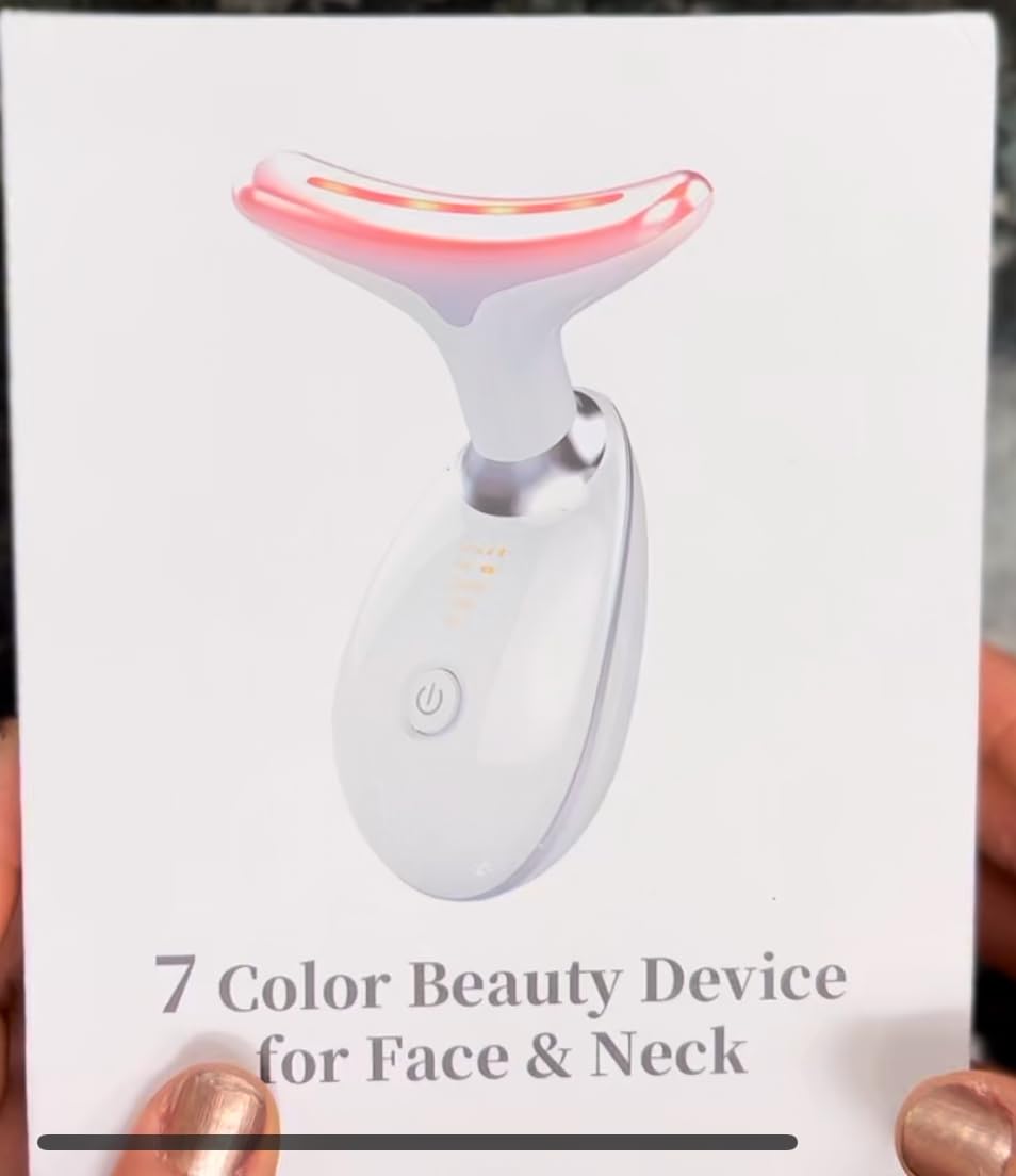 Red Light Therapy for Face, 7 Color LED Facial Light Therapy Wand for Skin Care at Home Blue Light Therapy Face Massager Tool for Neck (White) customer photo 2