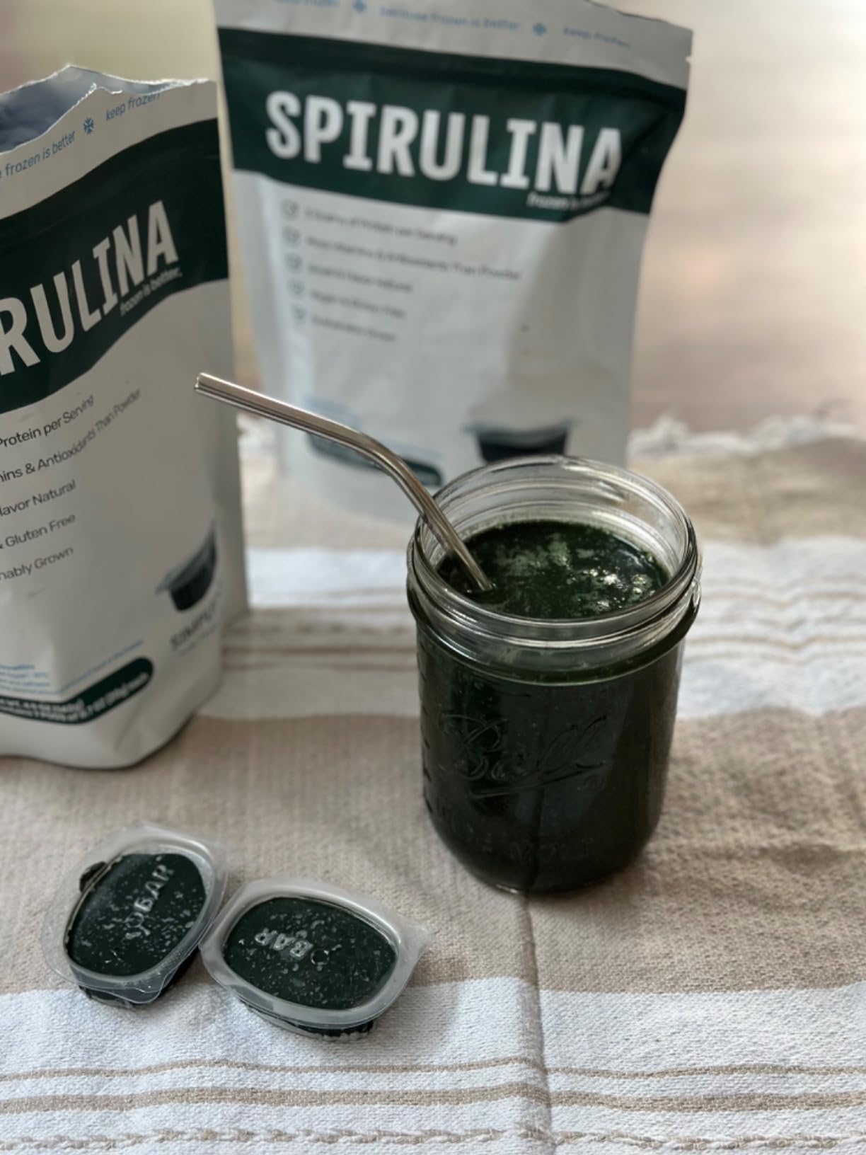 Spirulina Cubes - High Protein, Vitamin-Rich Superfood with Natural Flavor - Vegan, Gluten-Free Nutrient Powerhouse Spirulina Pods for Smoothies - (420, Grams) customer photo 2