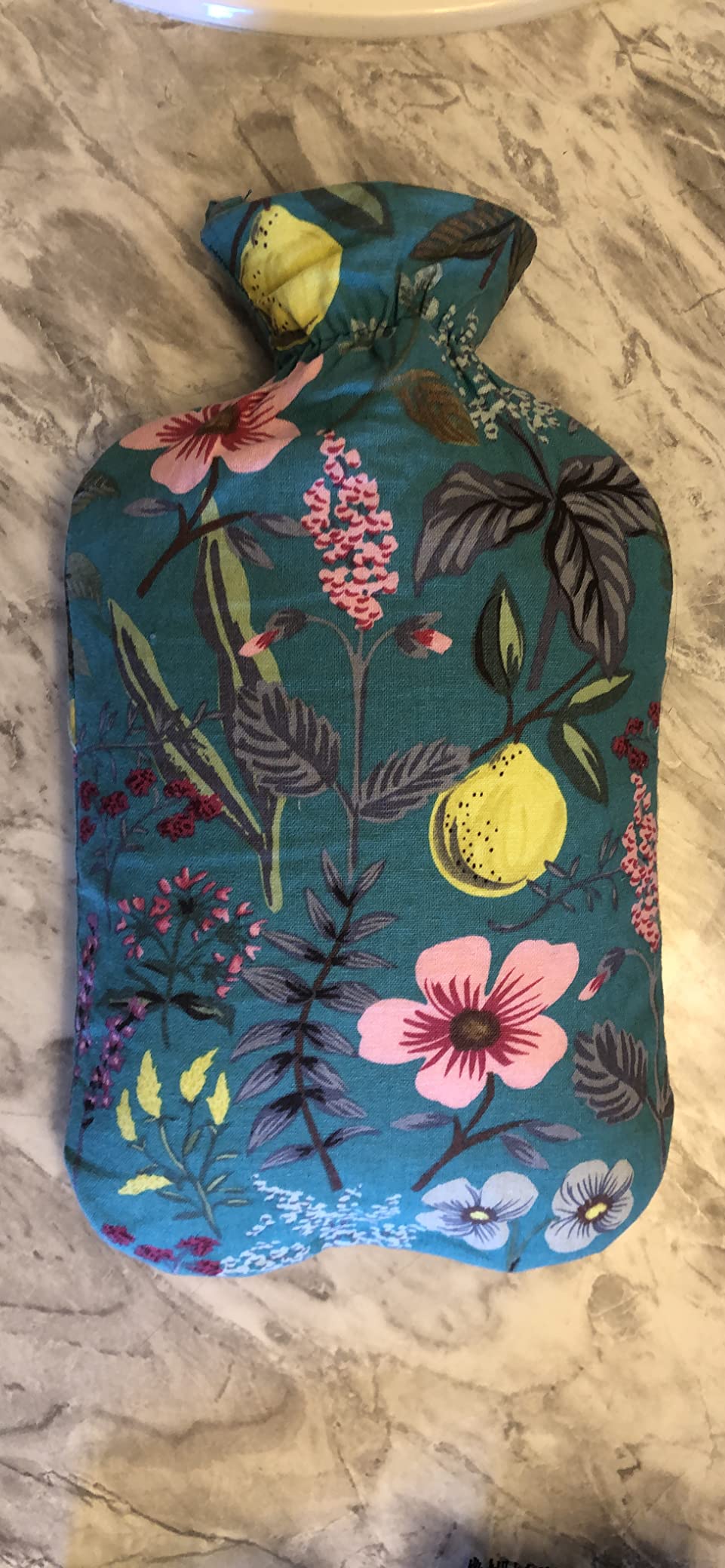 Fashy Hot Water Bottle with Quilted Cotton Purple Cover (2L, 67oz) - Made in Germany customer photo 2