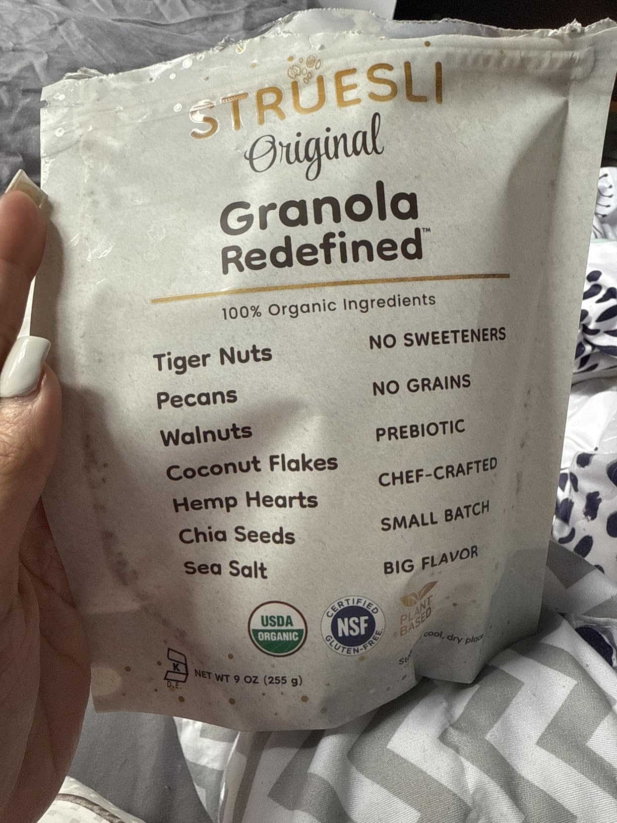 Struesli Original Organic Granola, Grain & Gluten Free, Healthy Snacks with Chia Seeds, Nuts and Sea Salt, Prebiotic High Fiber Food for Yogurt, Cereal & More, Plant Based, Keto & Paleo Friendly, 9 Oz customer photo 2