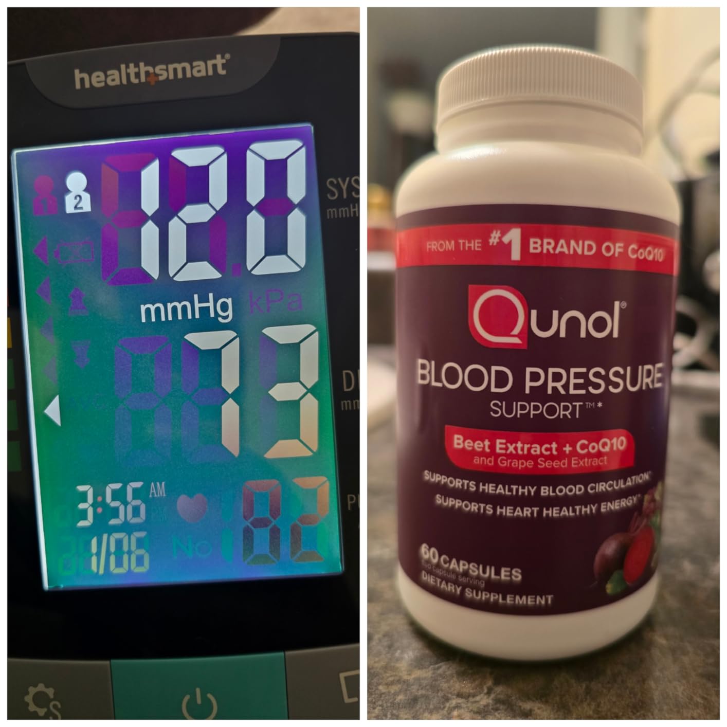 Qunol Blood Pressure Support, 3 in 1 Beets + CoQ10 + Grape Seed Extract, Beet Root Capsules that Supports Healthy Blood Circulation & Heart Healthy Energy, 60 Count (Pack of 1) customer photo 1