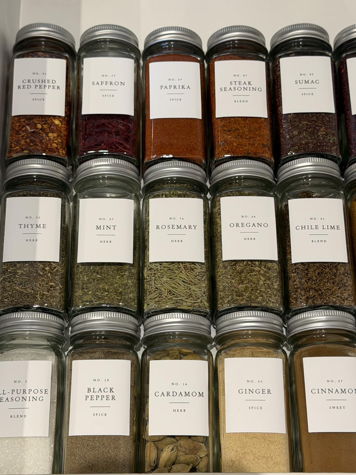 FINESSY Glass Spice Jars with Labels with Metal Lids and Shakers 24 Pack Set, 4oz Small Empty Air Tight Spice Containers with Labels customer photo 1