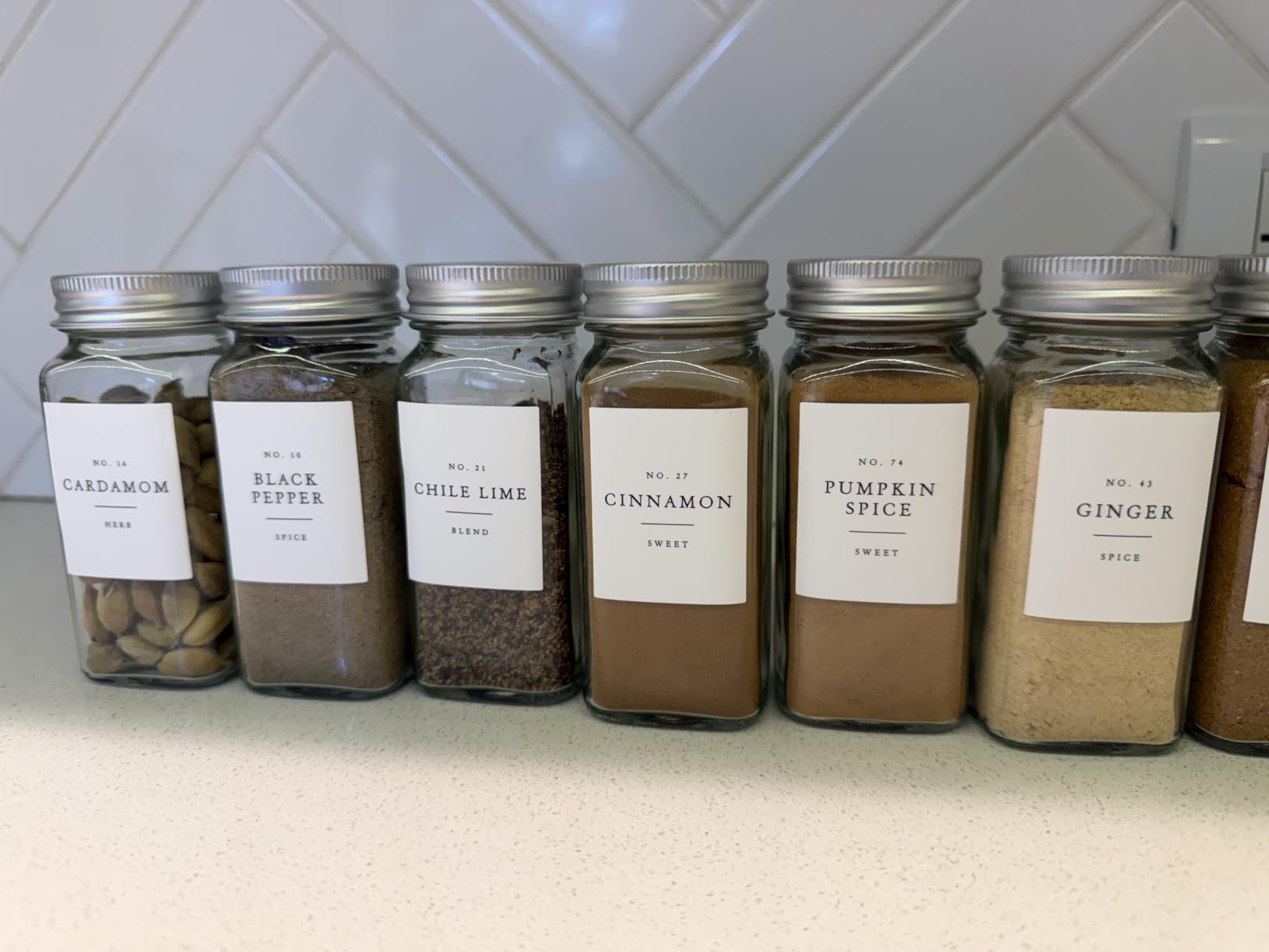 FINESSY Glass Spice Jars with Labels with Metal Lids and Shakers 24 Pack Set, 4oz Small Empty Air Tight Spice Containers with Labels customer photo 2