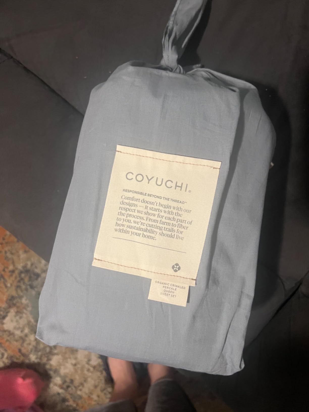 Coyuchi Organic Crinkled Percale Cooling Sheet Set, Breathable 100% Organic Cotton, Alpine White (Queen) customer photo 2