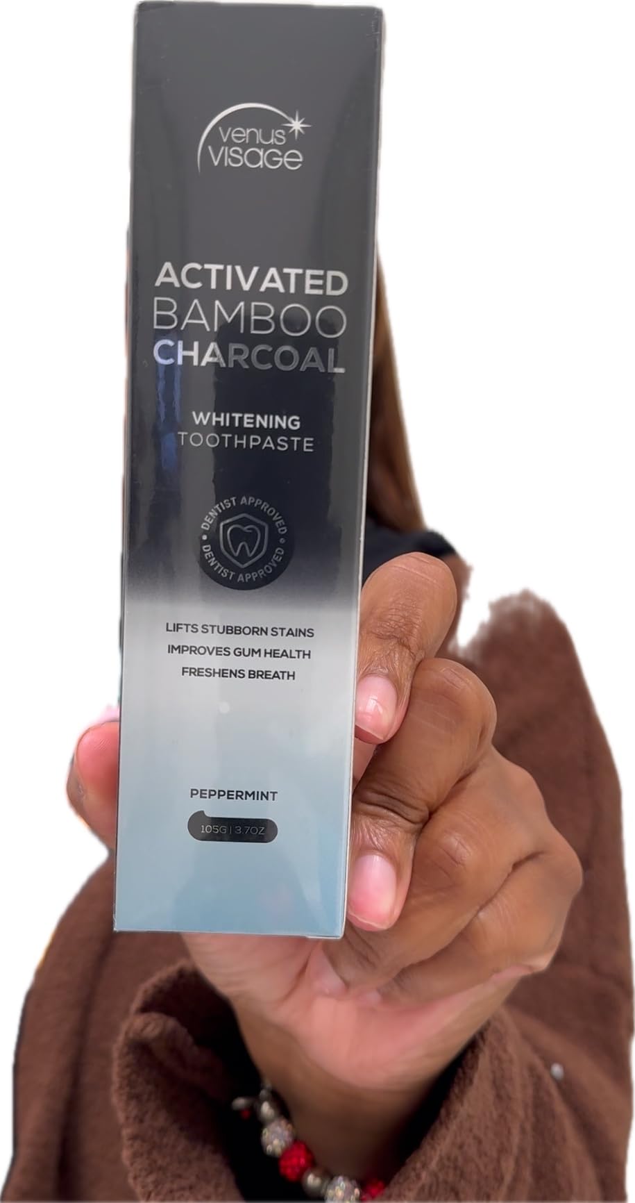 Venus Visage Activated Charcoal Toothpaste for Whitening, 3 Pack - Effective Teeth Whitening Toothpaste for Surface Stains - Peppermint Flavor (3.7 oz/105 g) customer photo 2