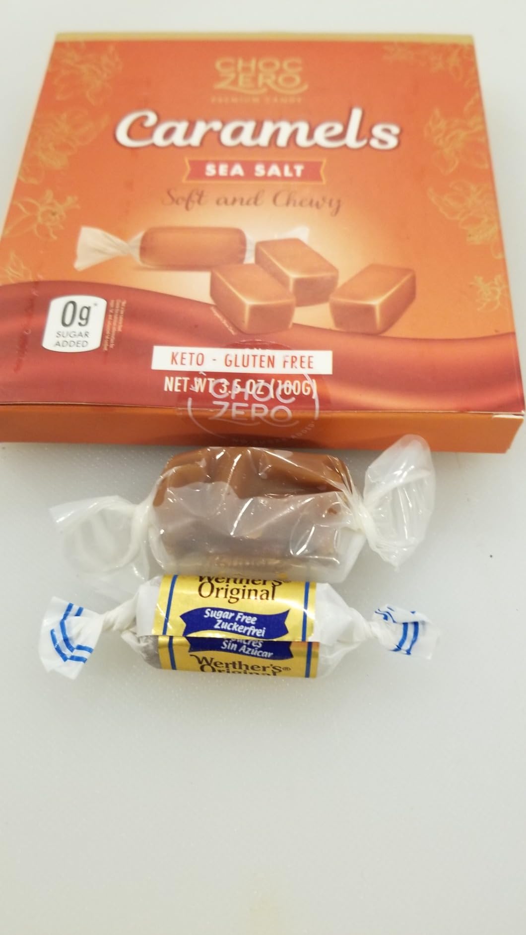 ChocZero Sea Salt Caramels, Sugar Free Candy, Soft & Chewy Caramel Candy, Keto Friendly, No Sugar Alcohols, 3.5 oz Box customer photo 1