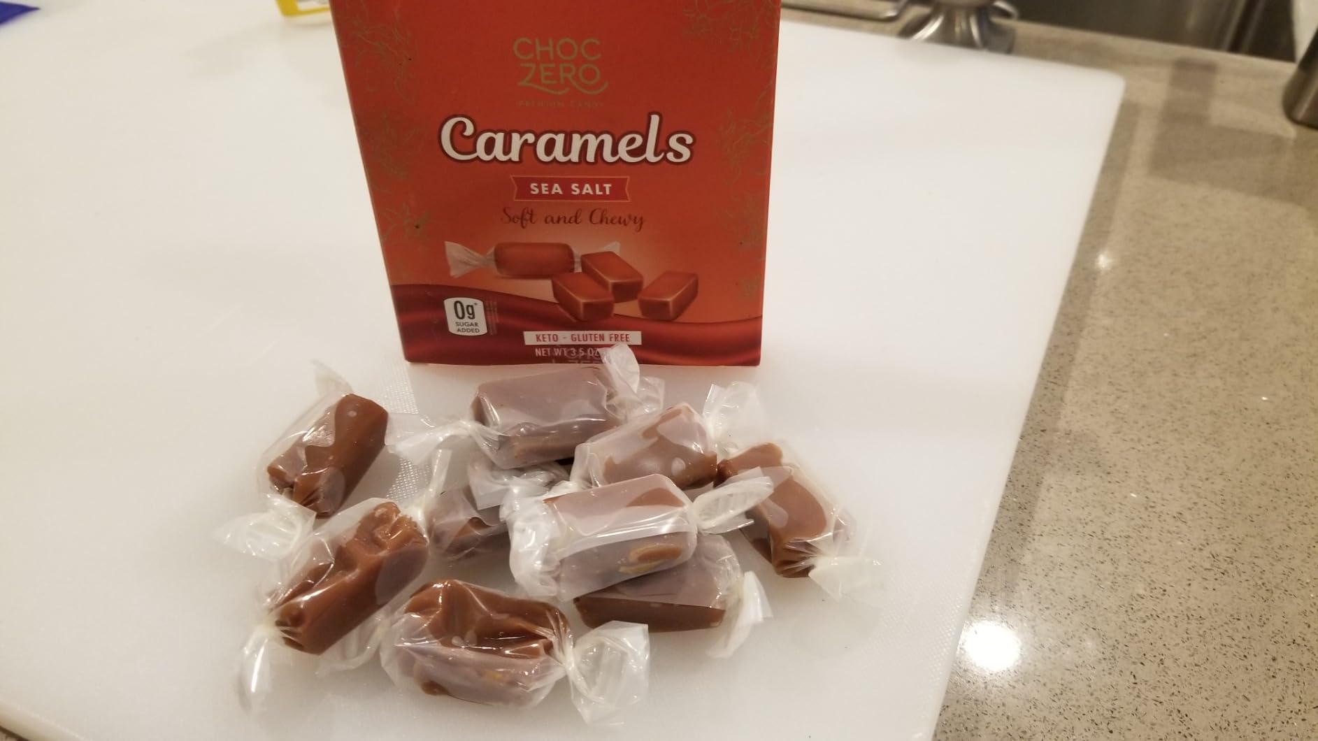 ChocZero Sea Salt Caramels, Sugar Free Candy, Soft & Chewy Caramel Candy, Keto Friendly, No Sugar Alcohols, 3.5 oz Box customer photo 2