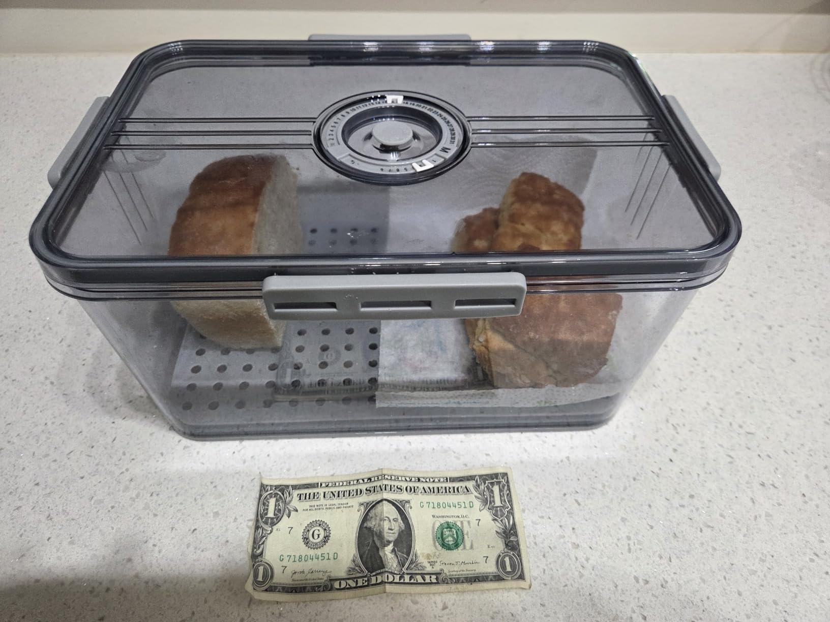 ANYPROLUS Bread Box for Homemade Bread Boxes for Kitchen Counter Airtight, Time Recording Bread Storage Container with Lid, Bread Containers Storage Airtight Loaf Bread Keeper, Grey customer photo 2