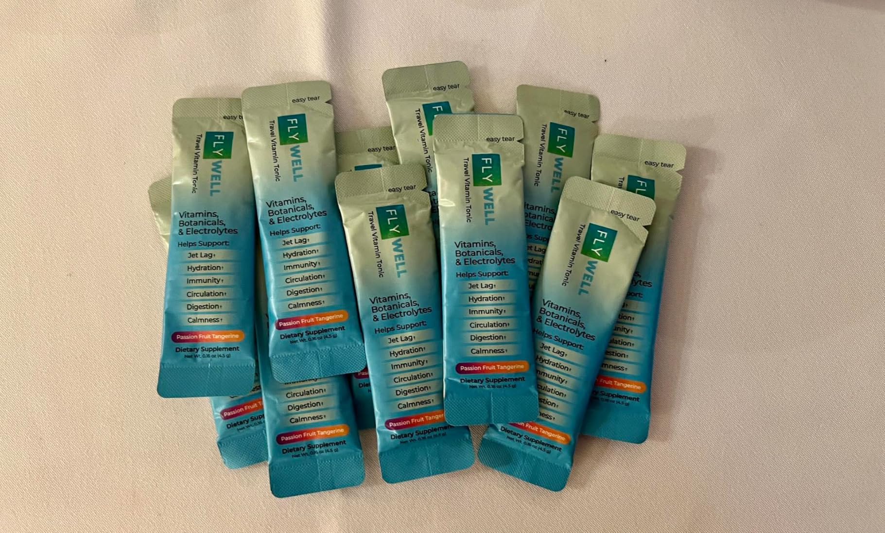 Travel Vitamin Tonic for Flight, Jet Lag, Hydration, Circulation, Digestion & Immune Support, Promotes Calmness, Electrolyte Powder, Travel Essentials, Passion Fruit Tangerine, 15 Sticks customer photo 1