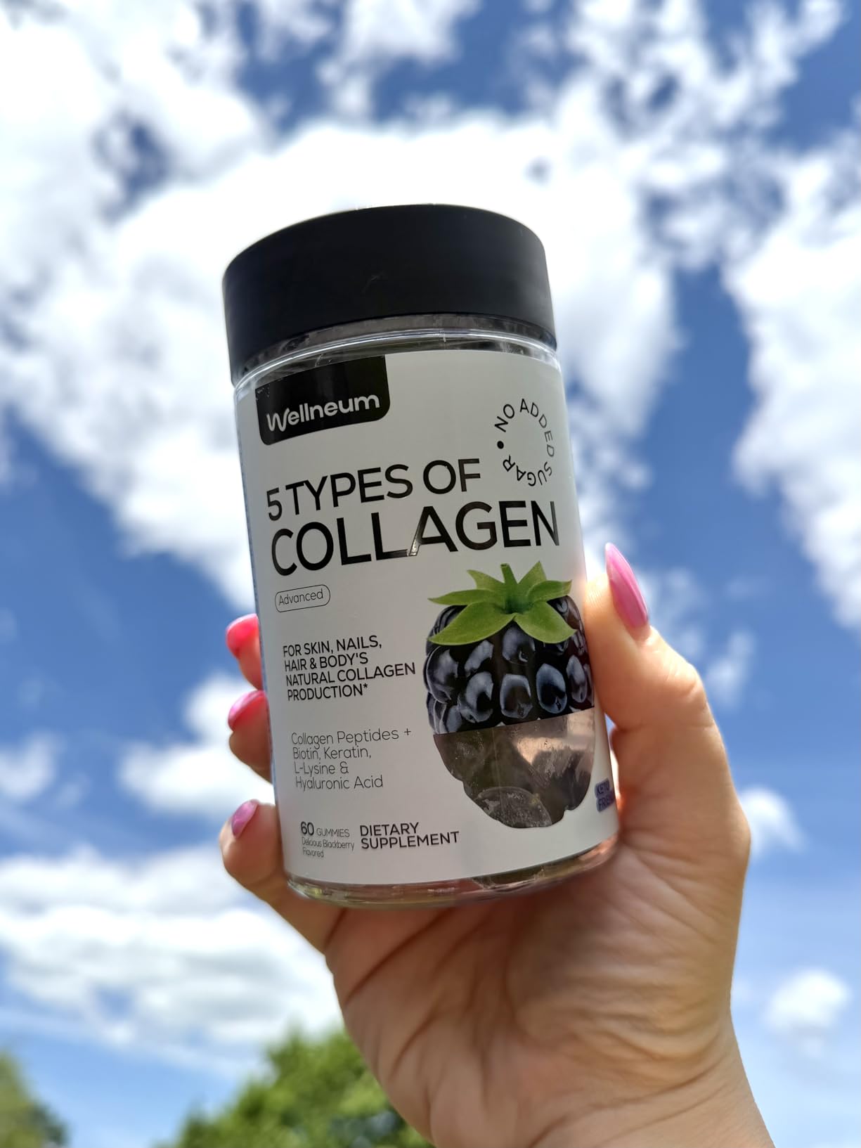 Collagen Peptides Gummies Sugar Free 3000mg Multi Collagen Blend for Hair Skin & Nails Support + 2500mg Keratin + 5000mcg Biotin, Hyaluronic Acid, Vitamin C & Zinc, 60 Gummies customer photo 1