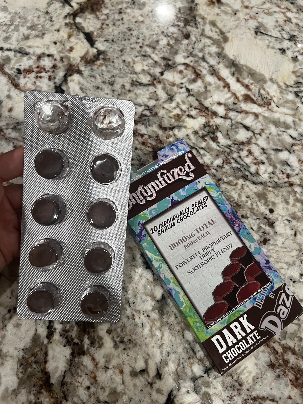 Shrumfuzed - Proprietary Nootropic Gummy 8000mg - Lion's Mane, Reishi, Chaga, and Cordycep Nootropic Mushroom Blend (10, Dark Chocolate) customer photo 1