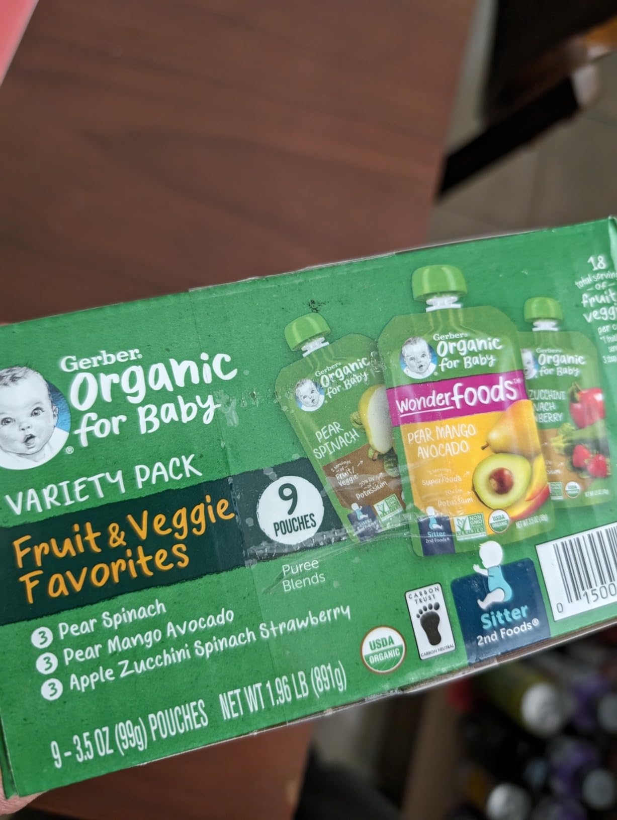 Gerber Stage 2 Baby Food, Organic Fruit and Veggie Favorites Puree Pouches Variety Pack, No Added Sweetener, Baby Food Pouches, 9-Pack customer photo 1