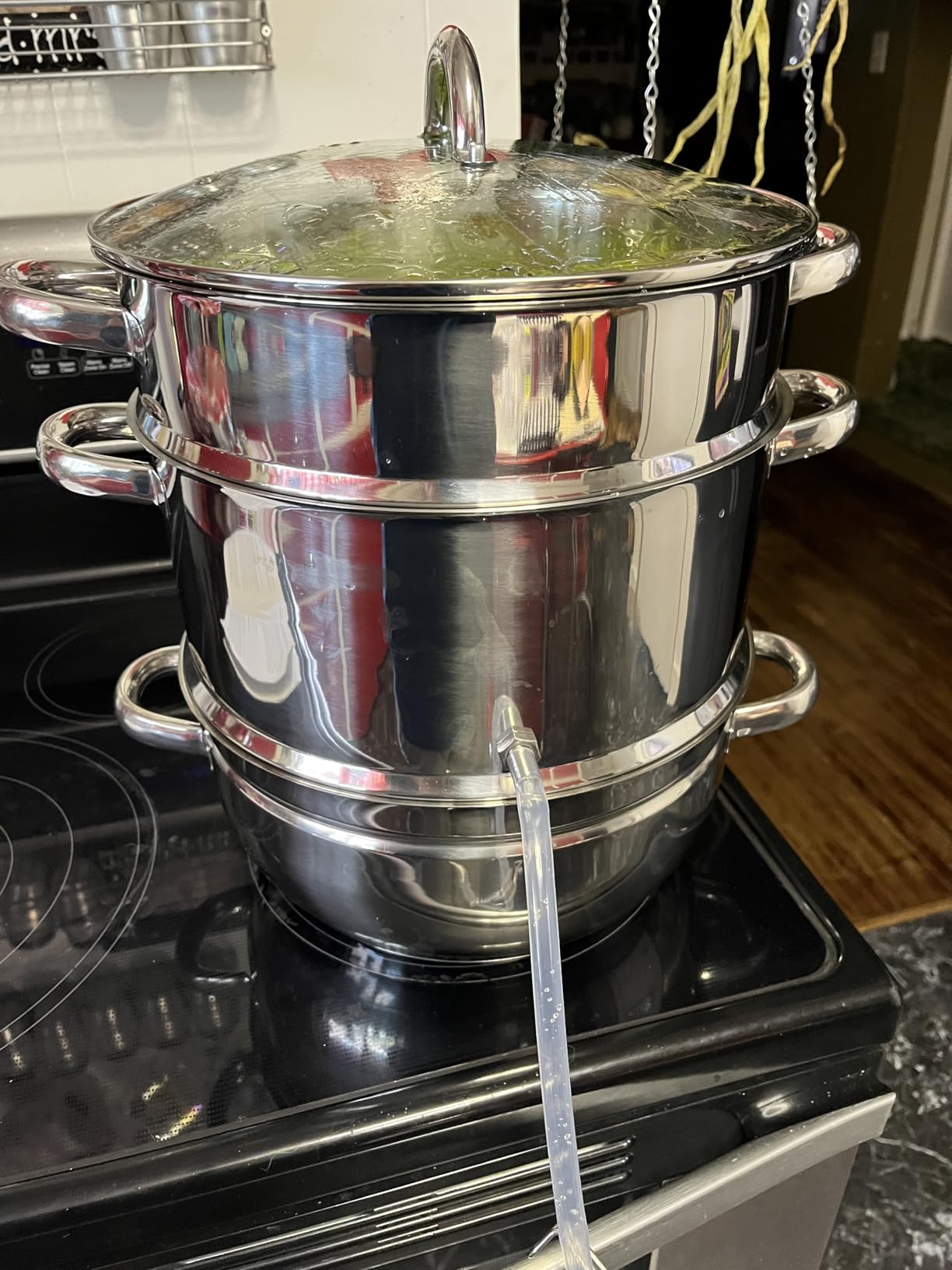FOHERE 11Qt Steam Juicer Extractor Stainless Steel, Juice Steamer Pot for Fruit & Vegetables with Glass Lid, Hose, Clamp, Loop Handles customer photo 2