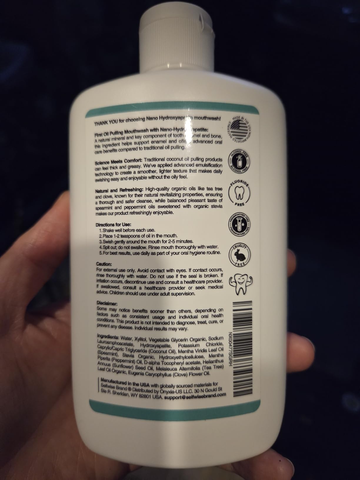 Nano-Hydroxyapatite Oil Pulling Whitening Mouthwash for Teeth and Gums, Natural & Organic, Whitens Teeth, Strengthens Enamel, Fights Bad Breath & Plaque - Smooth & Non-Greasy - for Adults & Kids 8oz customer photo 1