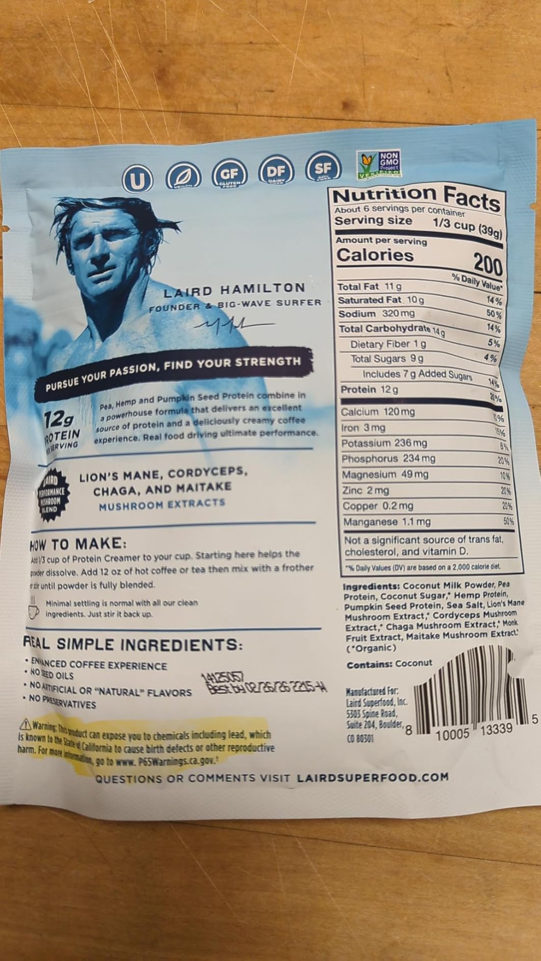 Laird Superfood Non-Dairy Protein Creamer, Sweet & Creamy + Adaptogens, Superfood Creamer with Functional Mushrooms, 12g Protein Per Serving, 8oz Bag customer photo 1