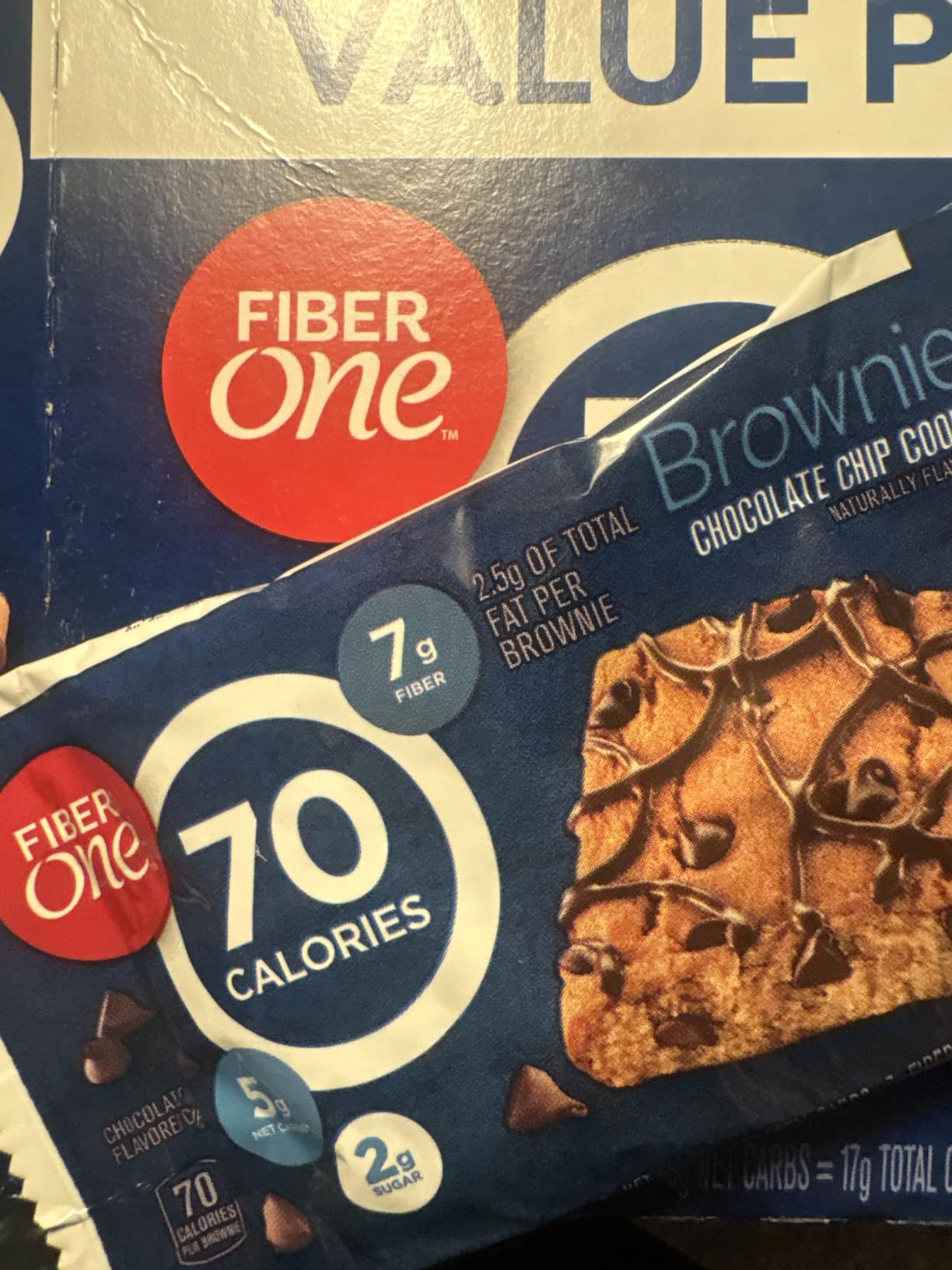 Fiber One 70 Calorie Brownies, Chocolate Chip Cookie Snack Bars, 2g Sugar, Value Pack, 12 Ct customer photo 1