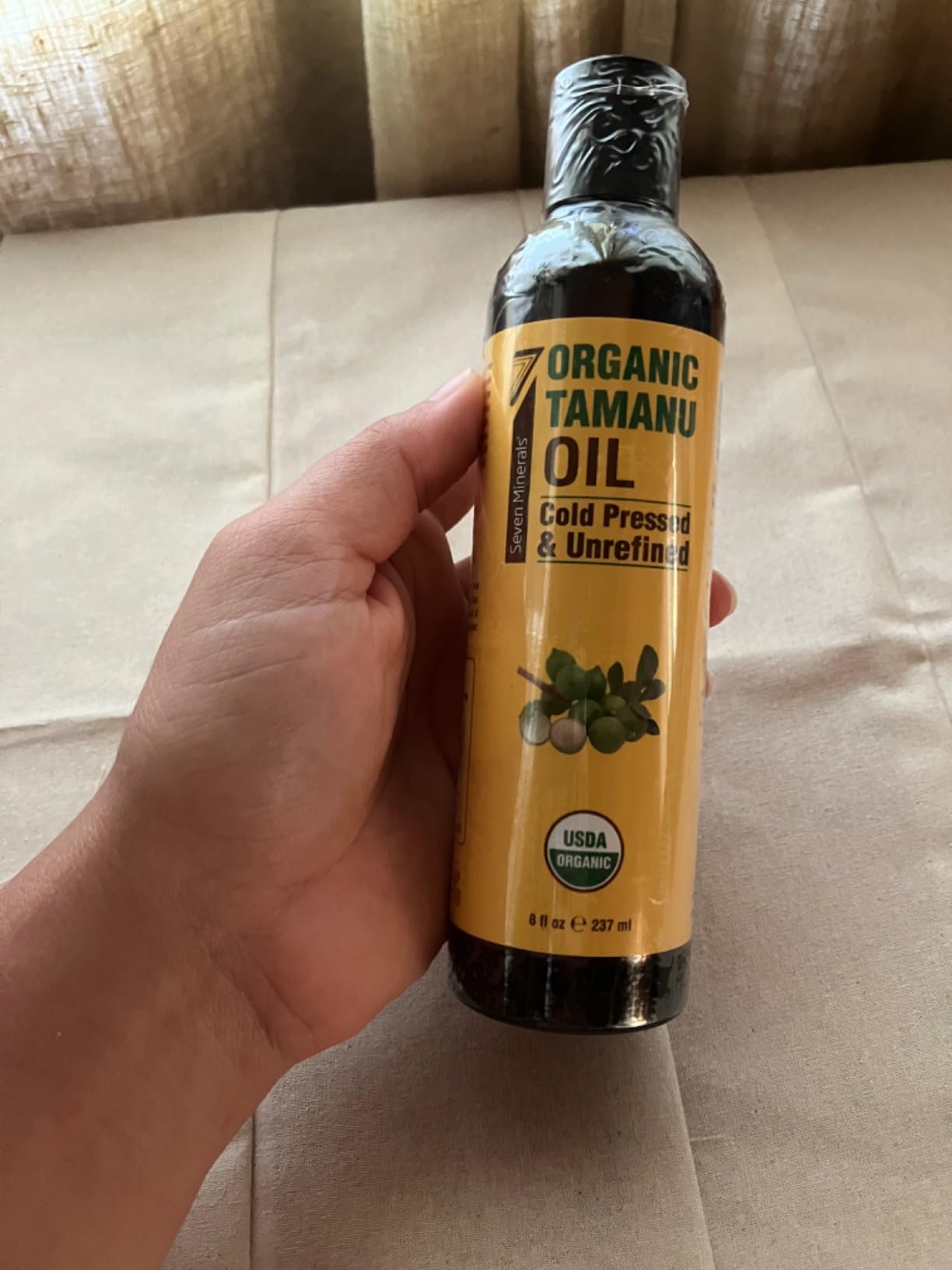 Seven Minerals USDA Organic Tamanu Oil - Big 8oz (240ml) - Cold Pressed & 100% Pure Tamanu Organic for Skin, Face, Hair, & Nails - GMO & Hexane Free Nutrient Dense Carrier Oil that Absorbs Easily customer photo 1