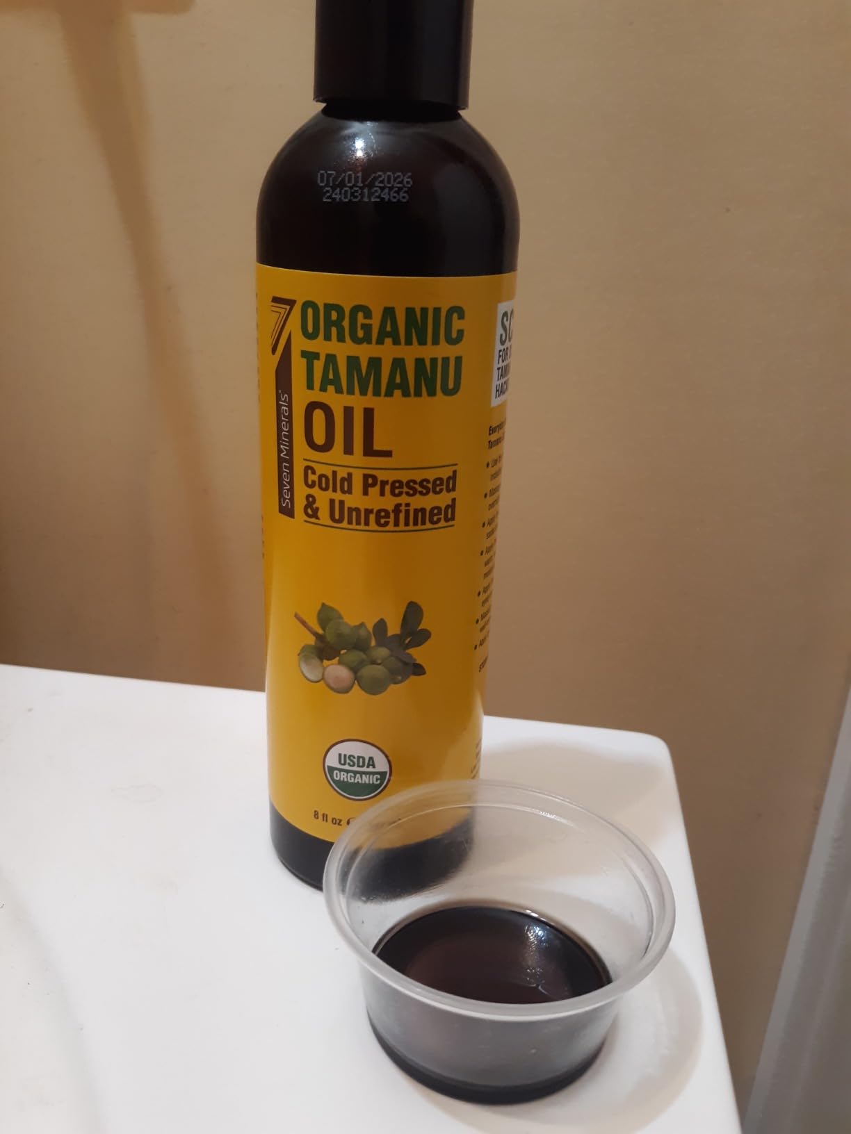 Seven Minerals USDA Organic Tamanu Oil - Big 8oz (240ml) - Cold Pressed & 100% Pure Tamanu Organic for Skin, Face, Hair, & Nails - GMO & Hexane Free Nutrient Dense Carrier Oil that Absorbs Easily customer photo 2