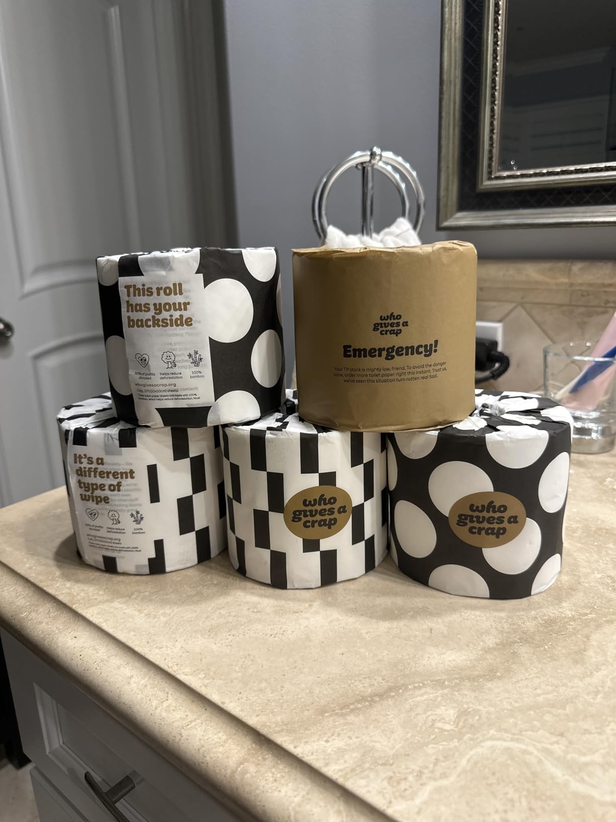 Who Gives A Crap 100% Bamboo Toilet Paper, 16 Rolls, 3 Ply, 330 Sheets, Long, Strong & Soft Toilet Tissue, Sustainable, Biodegradable, Renewable, Tree Free Bathroom Tissue Made with Bamboo Fibers customer photo 1